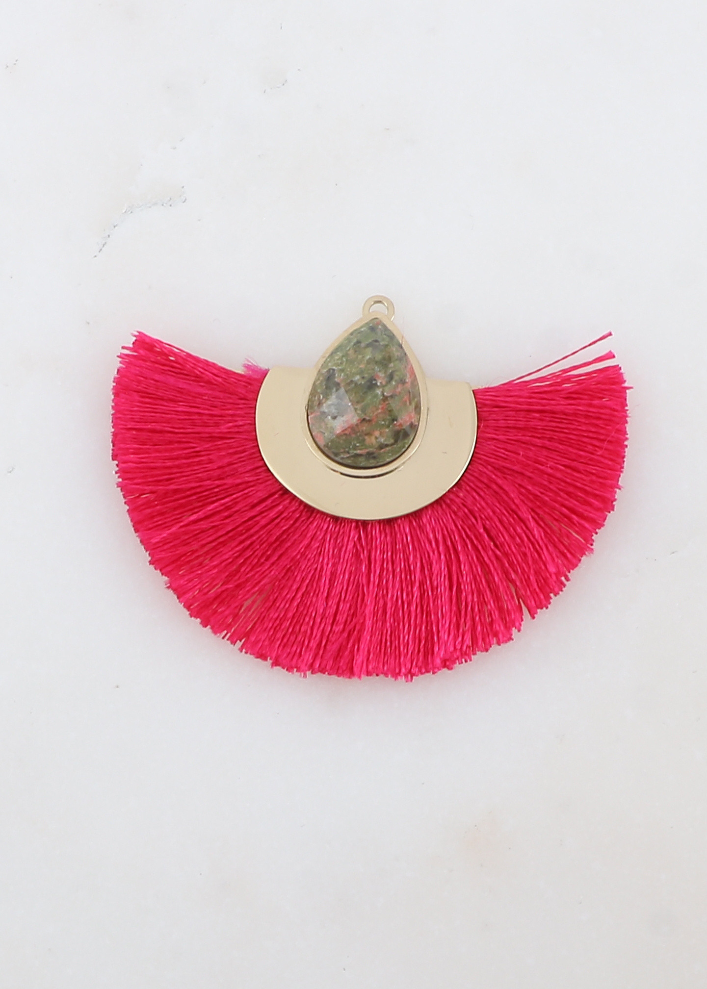 Mayorista Ikita Paris - Pompon colgante en alambre de color con piedra natural o pasta de vidrio