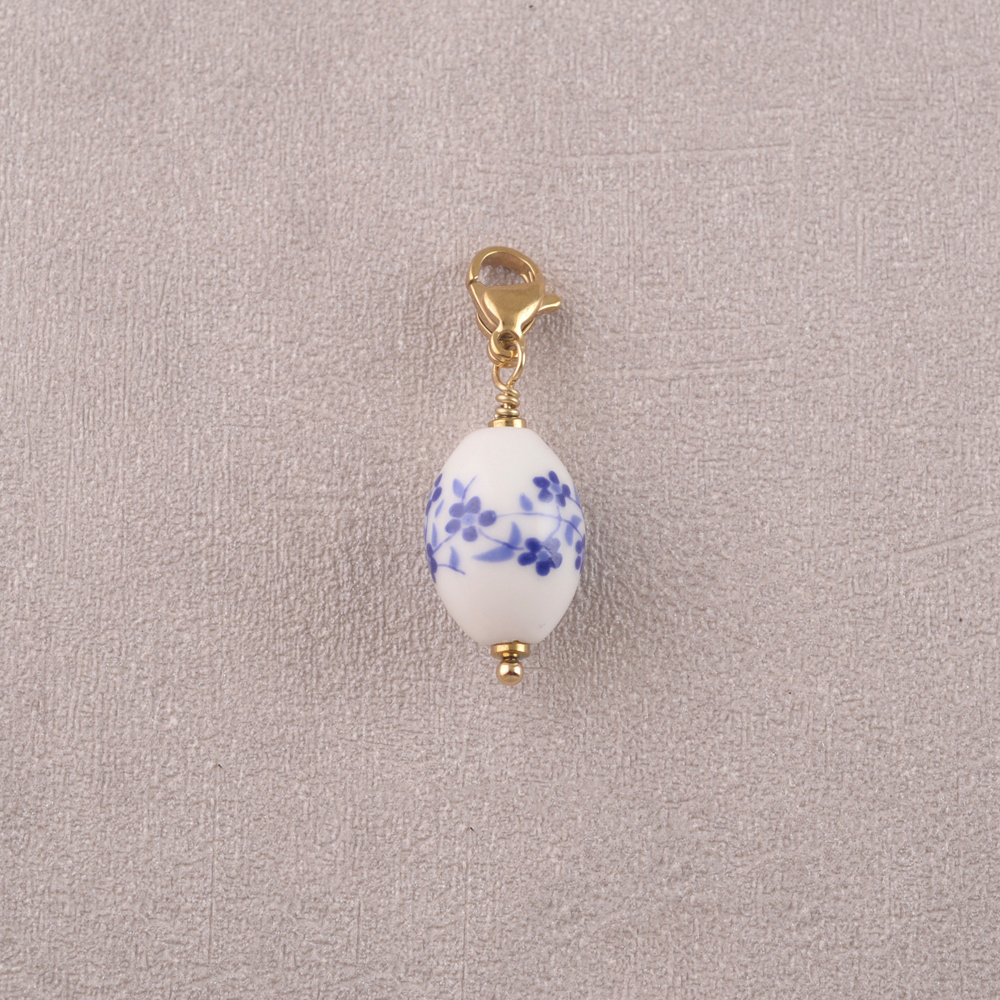 Grossiste Ikita Paris - LOT DE 12 Charms avec pendentif oval en céramique émaillé