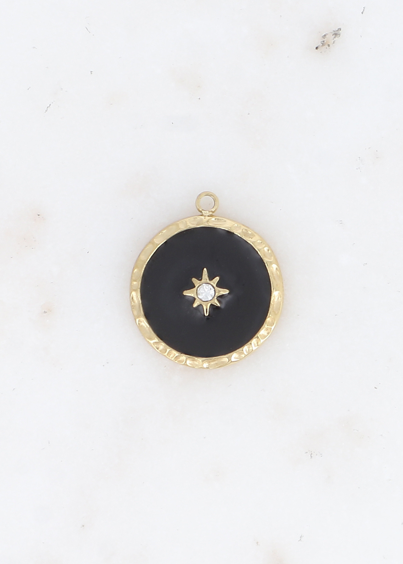 Mayorista Ikita Paris - Conjunto de 3 colgantes redondos esmaltados con una estrella y una dhinestone.