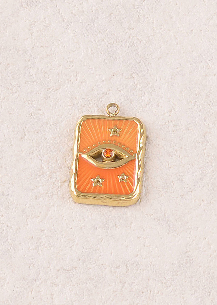 Mayorista Ikita Paris - Conjunto de 3 colgantes rectangulares de trabajo abierto en esmalte con ojo y patrón de diamantes de imitación