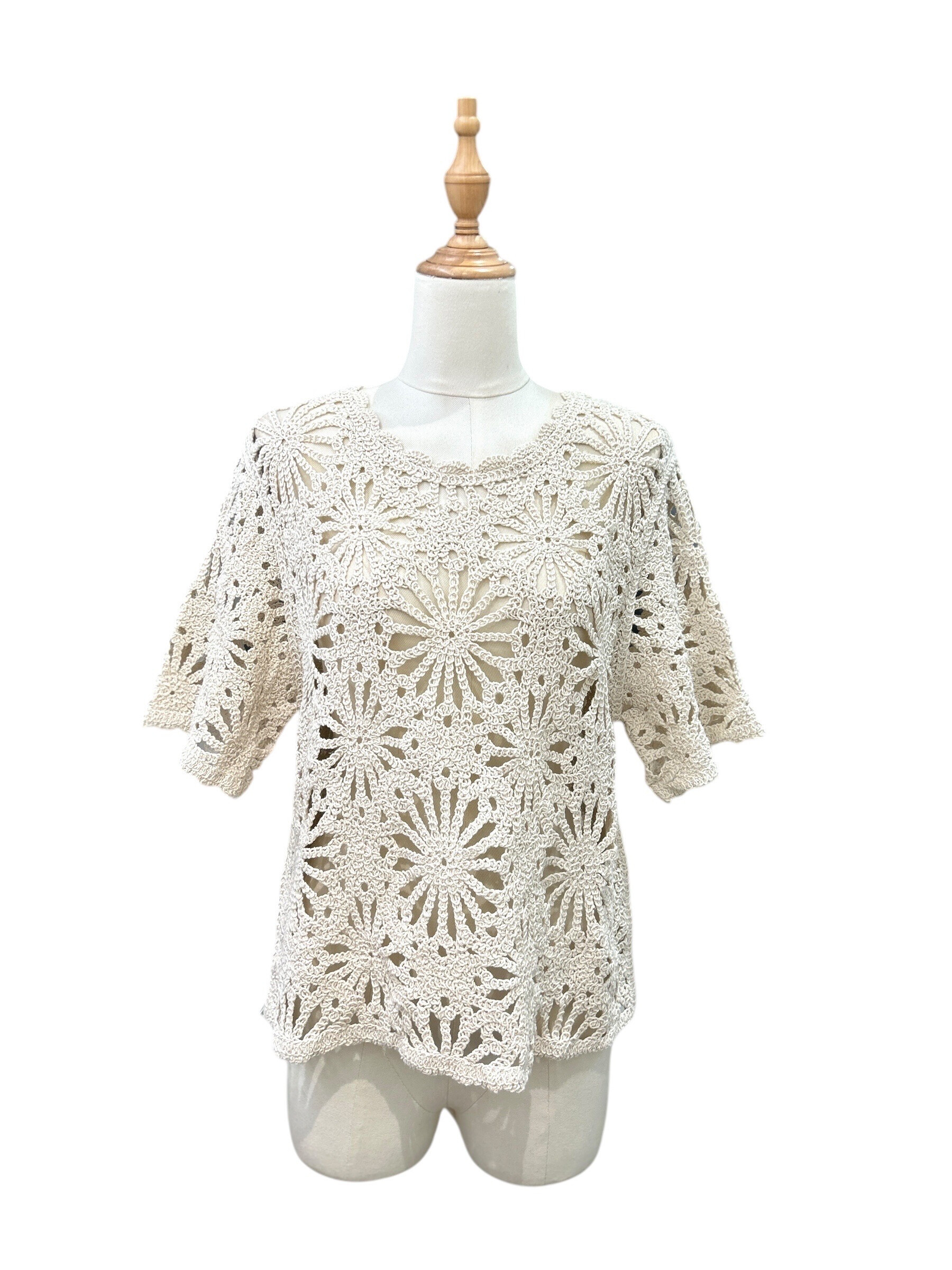 Wholesaler Ikoone&Bianka - 3/4 sleeve crochet top