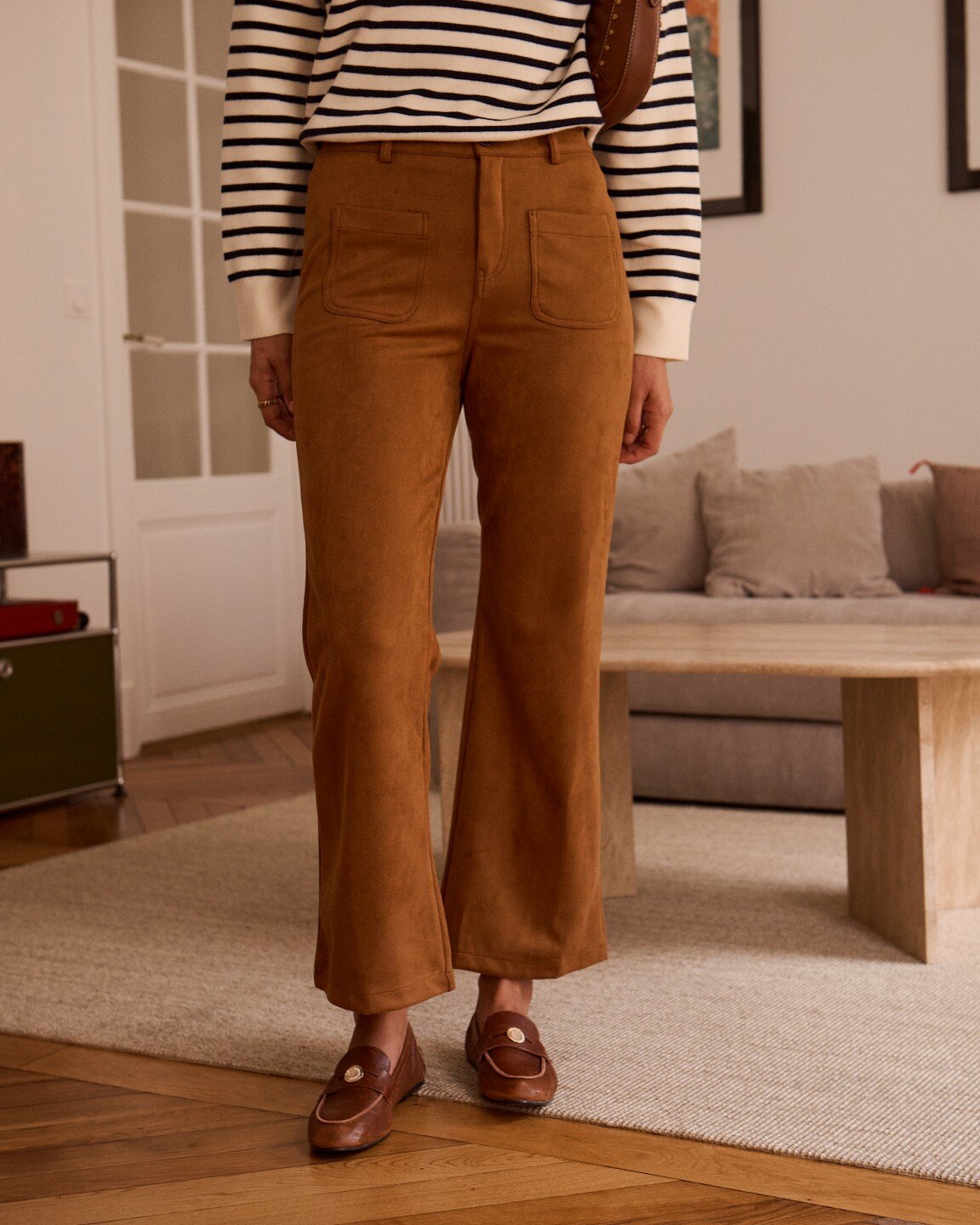 Wholesaler IN APRIL 1986 CURVE - Wide-leg faux suede trousers with patch pockets
