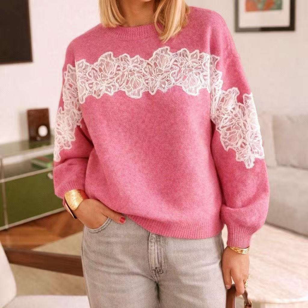 Grossista In April 1986 Outlet - Maglione con Inserti in Pizzo Bianco