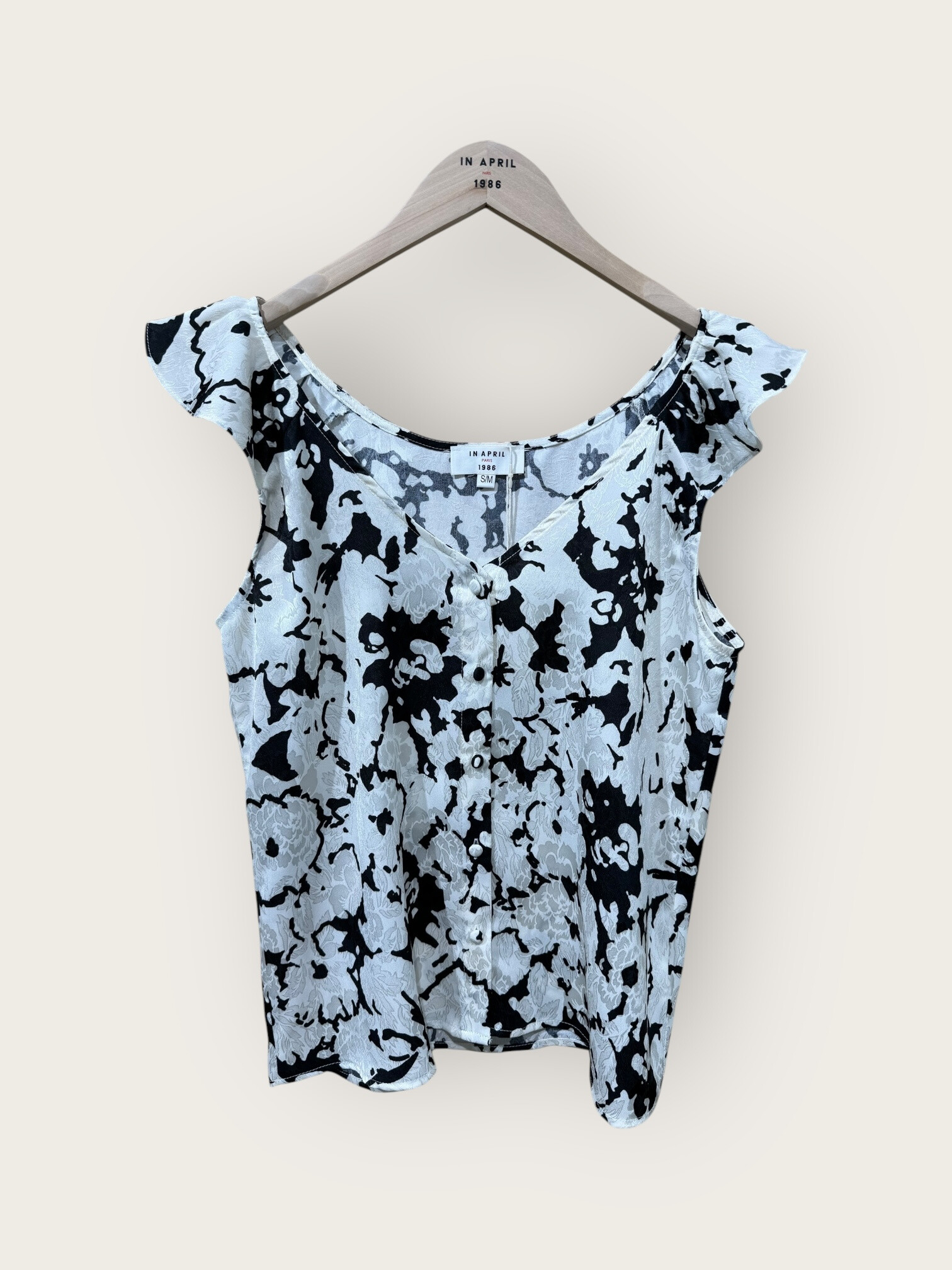 Grossiste In April 1986 - Blouse sans manches à imprimé floral contrasté