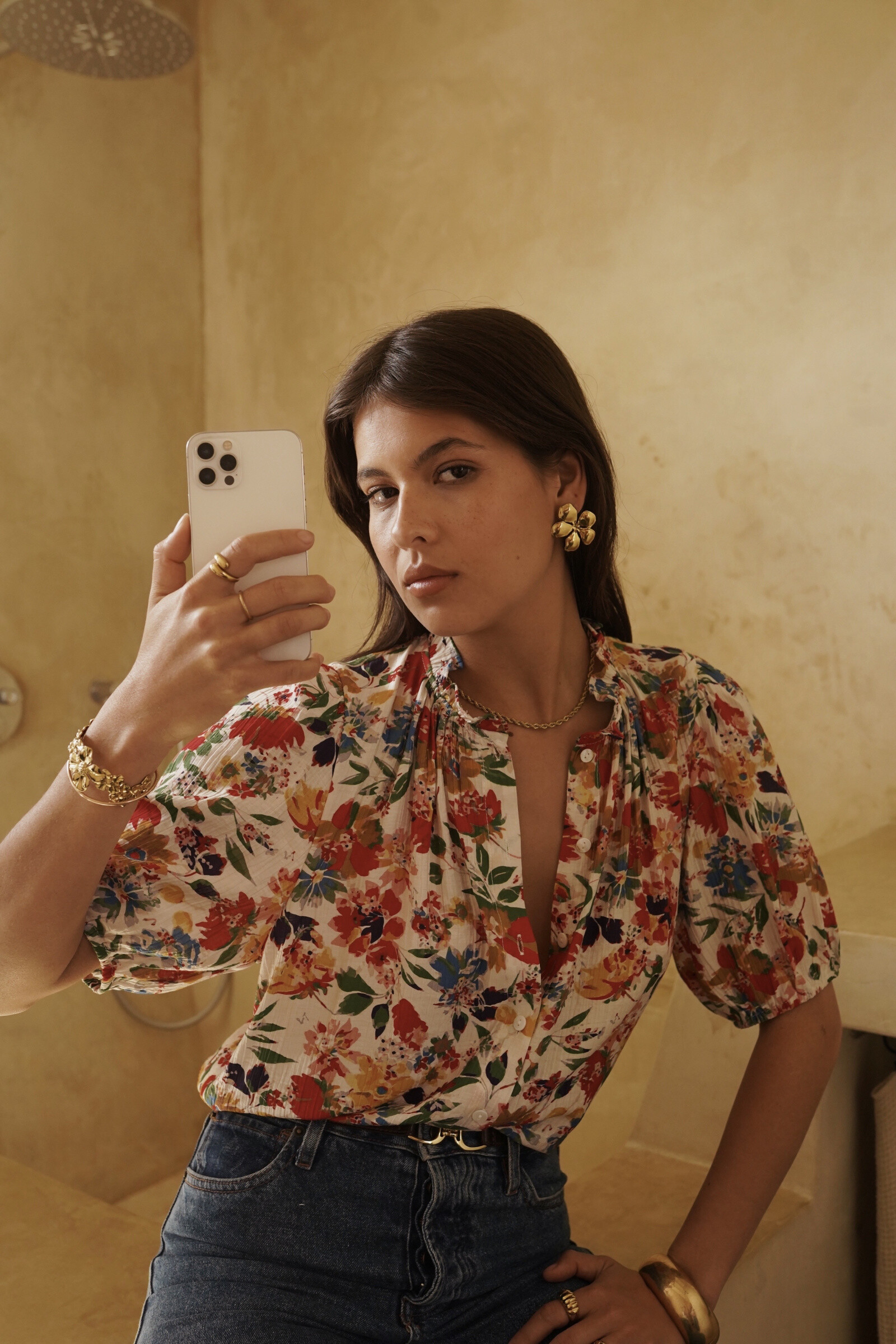 Wholesaler In April 1986 - Floral blouse in vibrant colors.