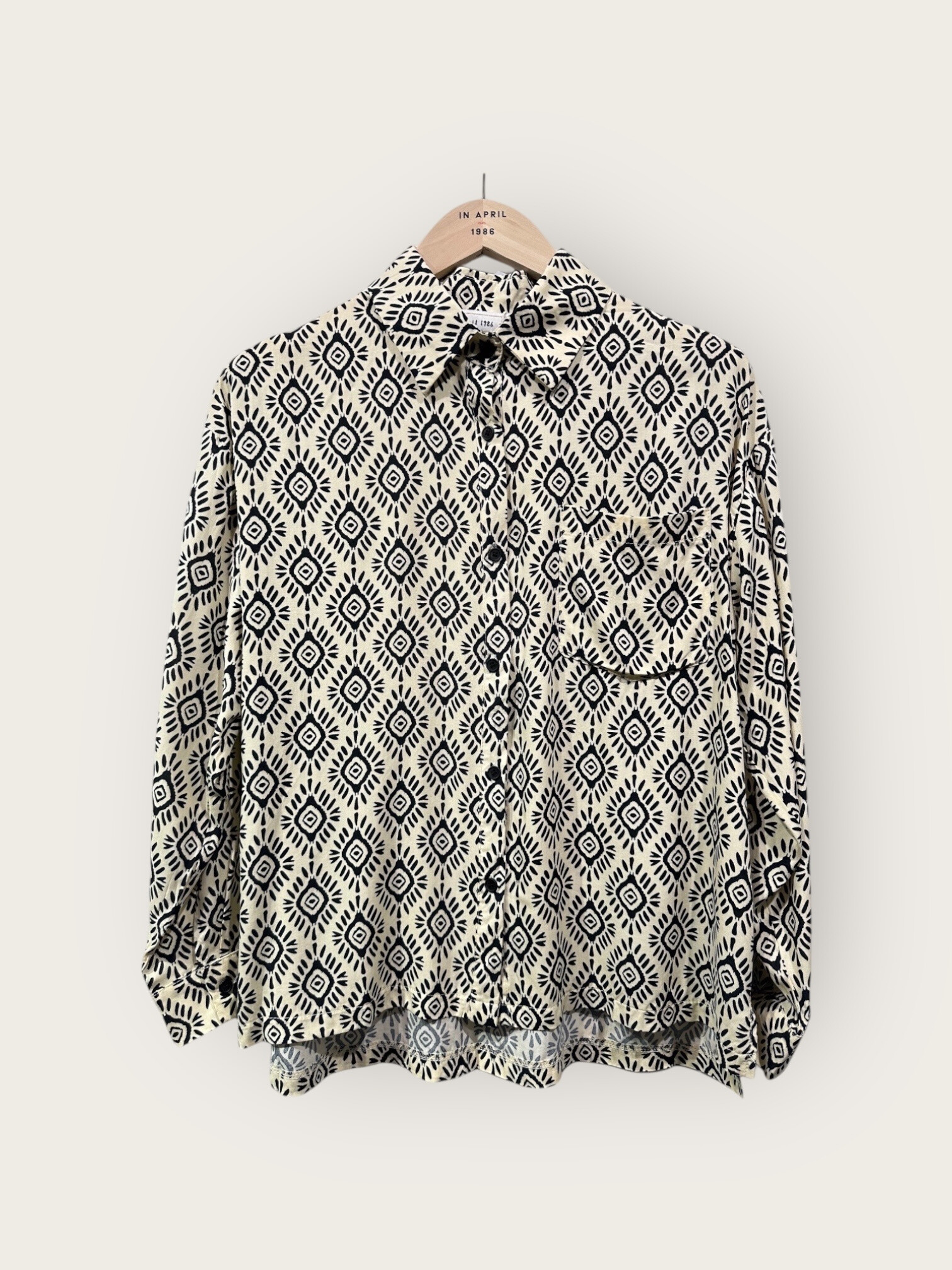 Grossiste In April 1986 - Chemise fluide à imprimé géométrique rétro
