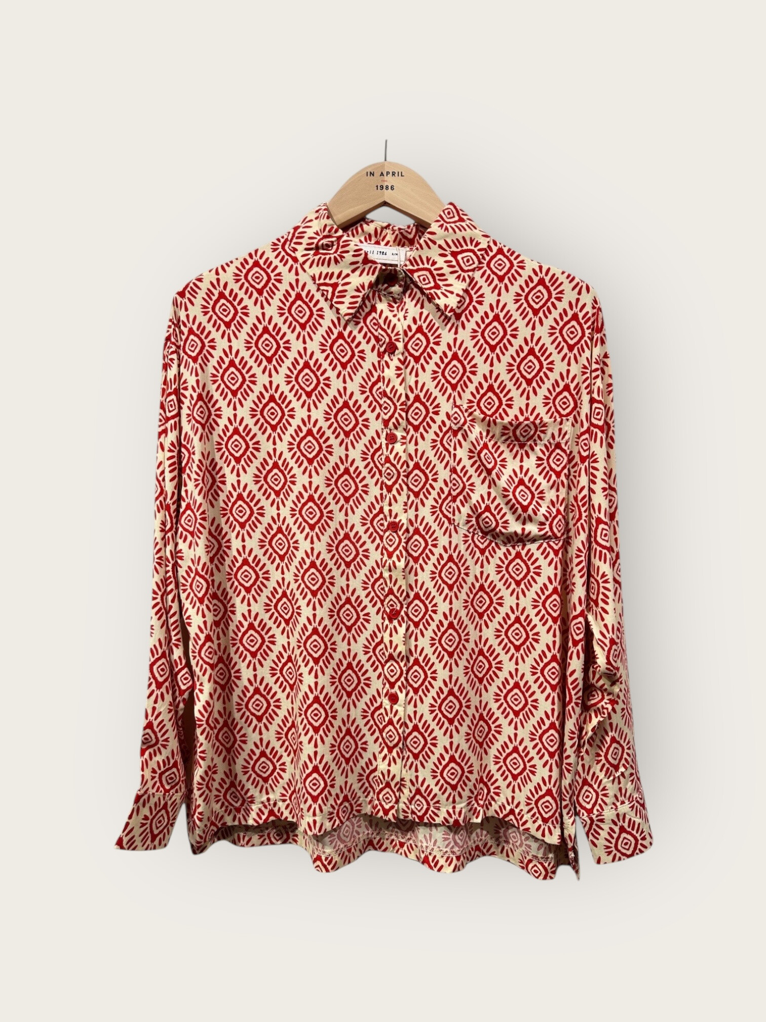 Grossiste In April 1986 - Chemise fluide à imprimé géométrique rétro