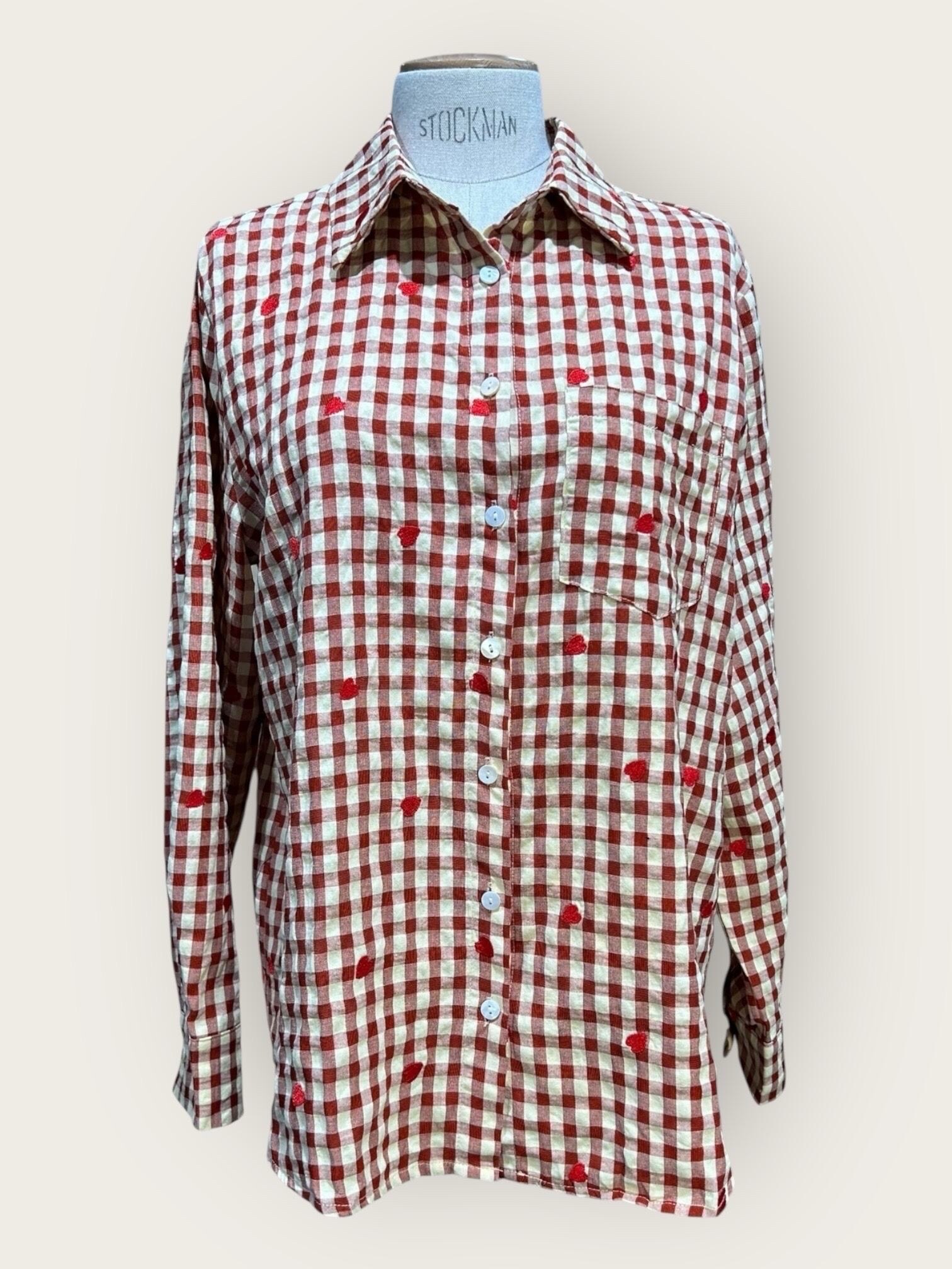Grossista In April 1986 - Camicia a quadri - dettagli cuori rossi.