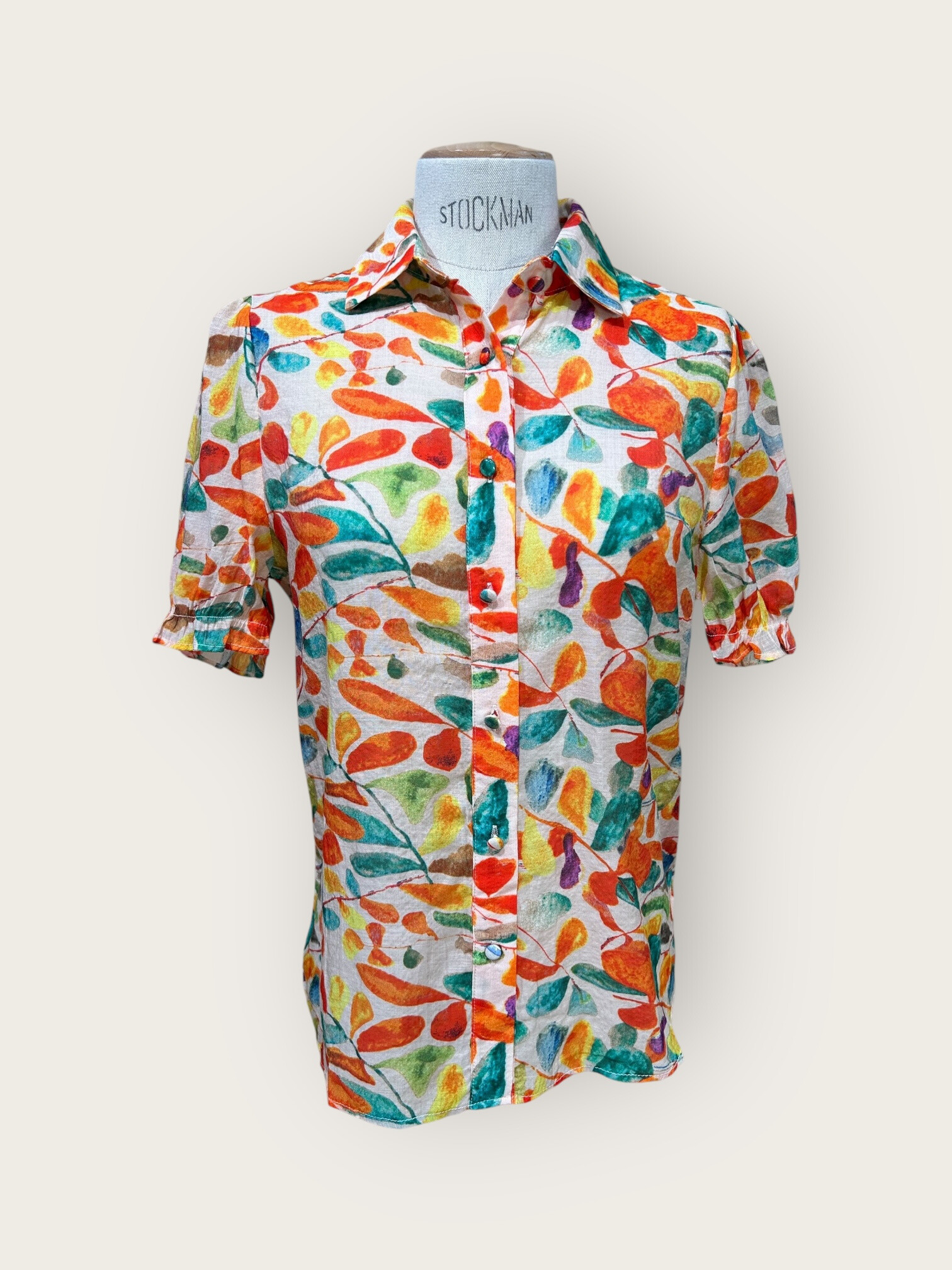 Grossiste In April 1986 - Chemise à manches courtes imprimé feuillage coloré