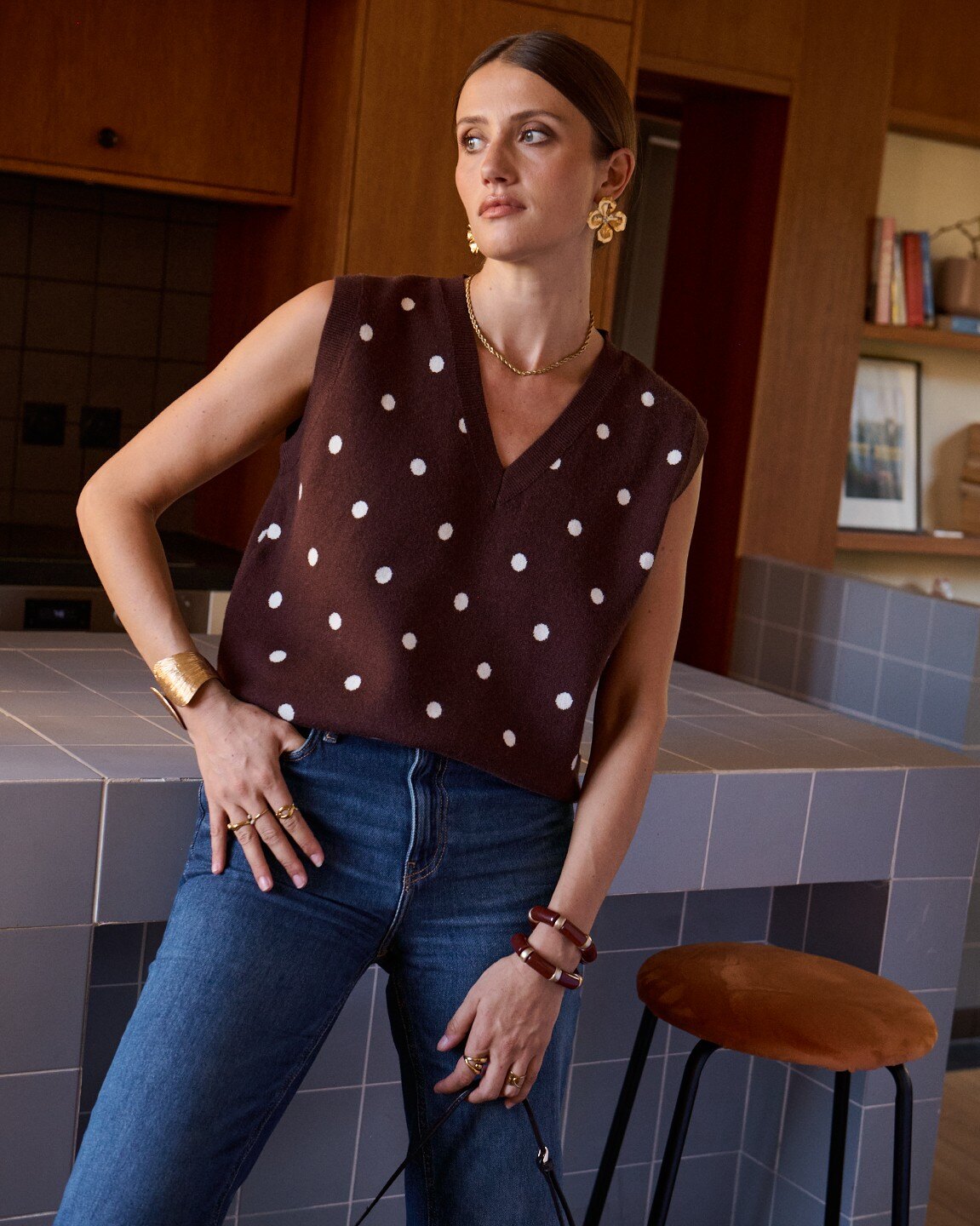 Grossiste In April 1986 - Pull sans manches à pois.