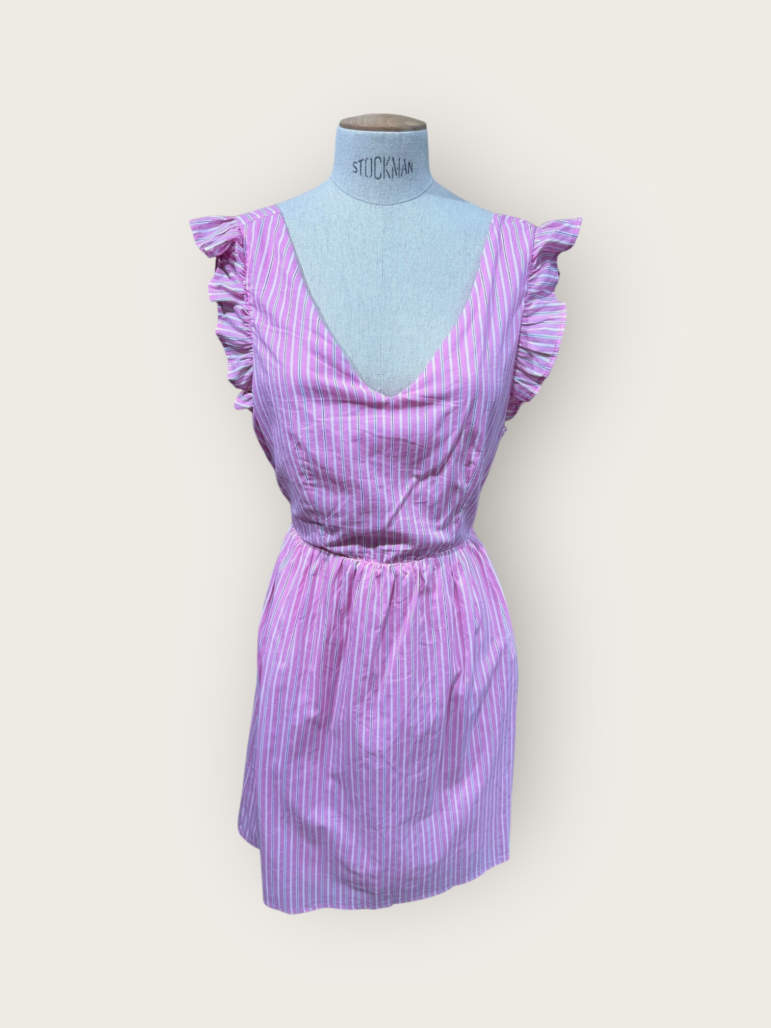 Grossiste In April 1986 - Robe courte à rayures, volants et dos noué ouvert