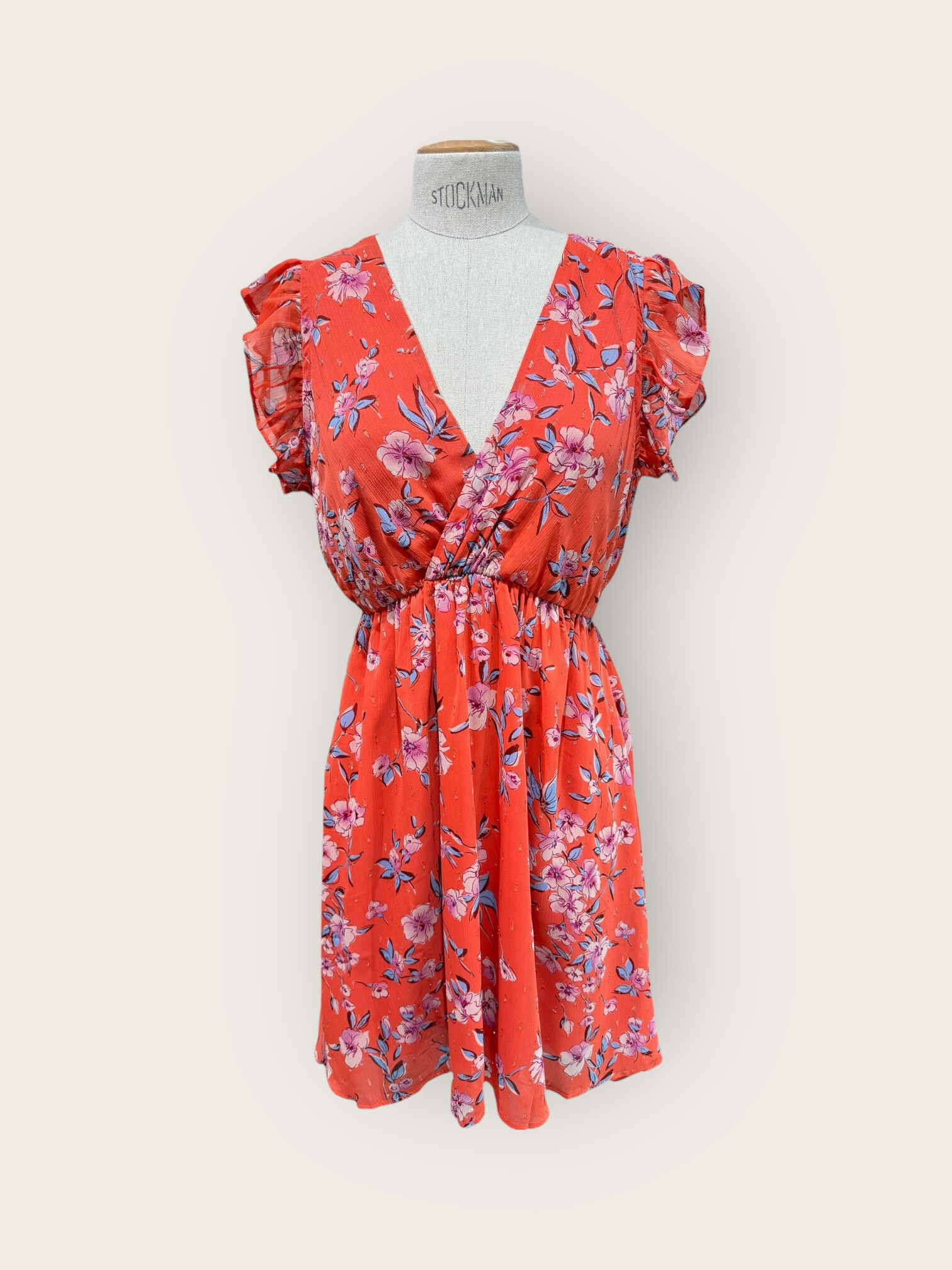 Mayorista In April 1986 - Vestido de flores cortos con mangas esponjosas y cintura elástica