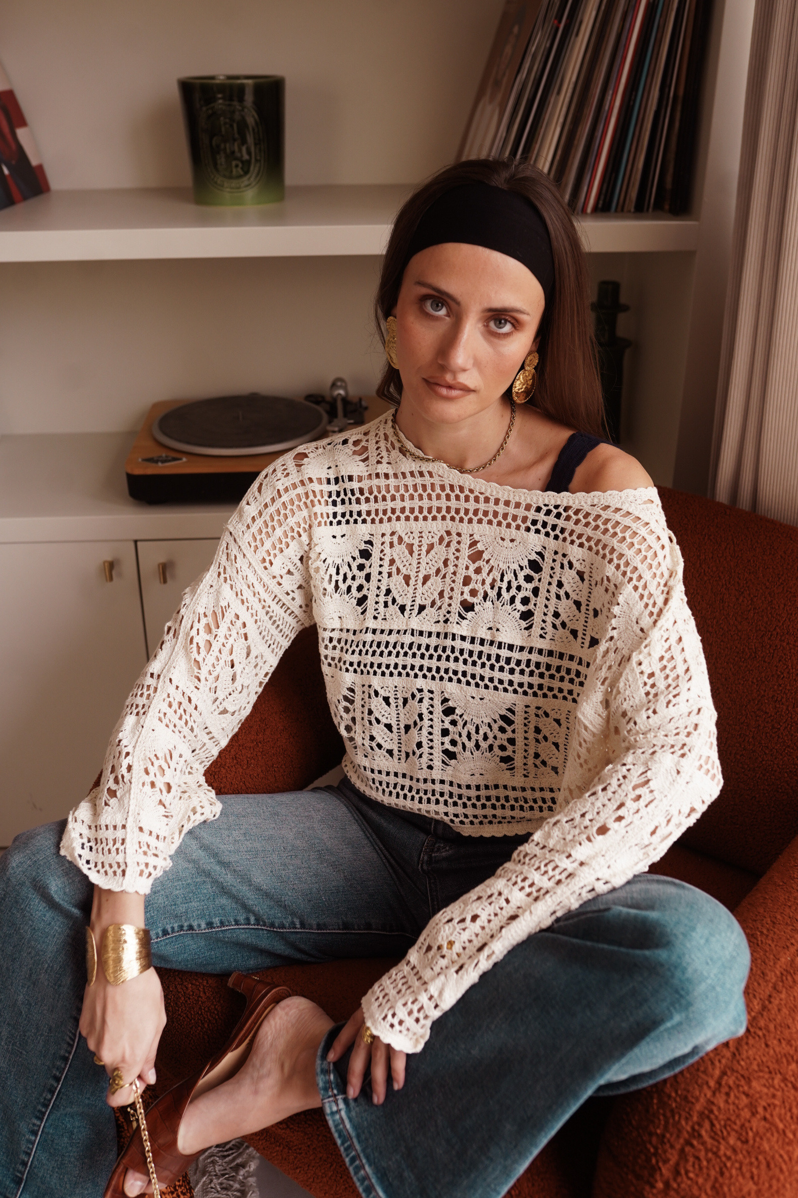 Großhändler In April 1986 - Gehäkeltes Top mit Lochmuster – Boho-Stil.