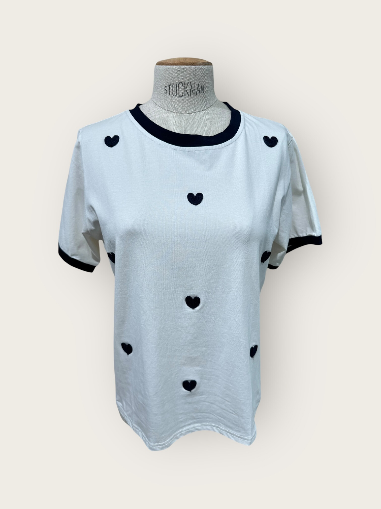 Mayorista In April 1986 - Camiseta con pequeños corazones contrastantes estilo casual suave