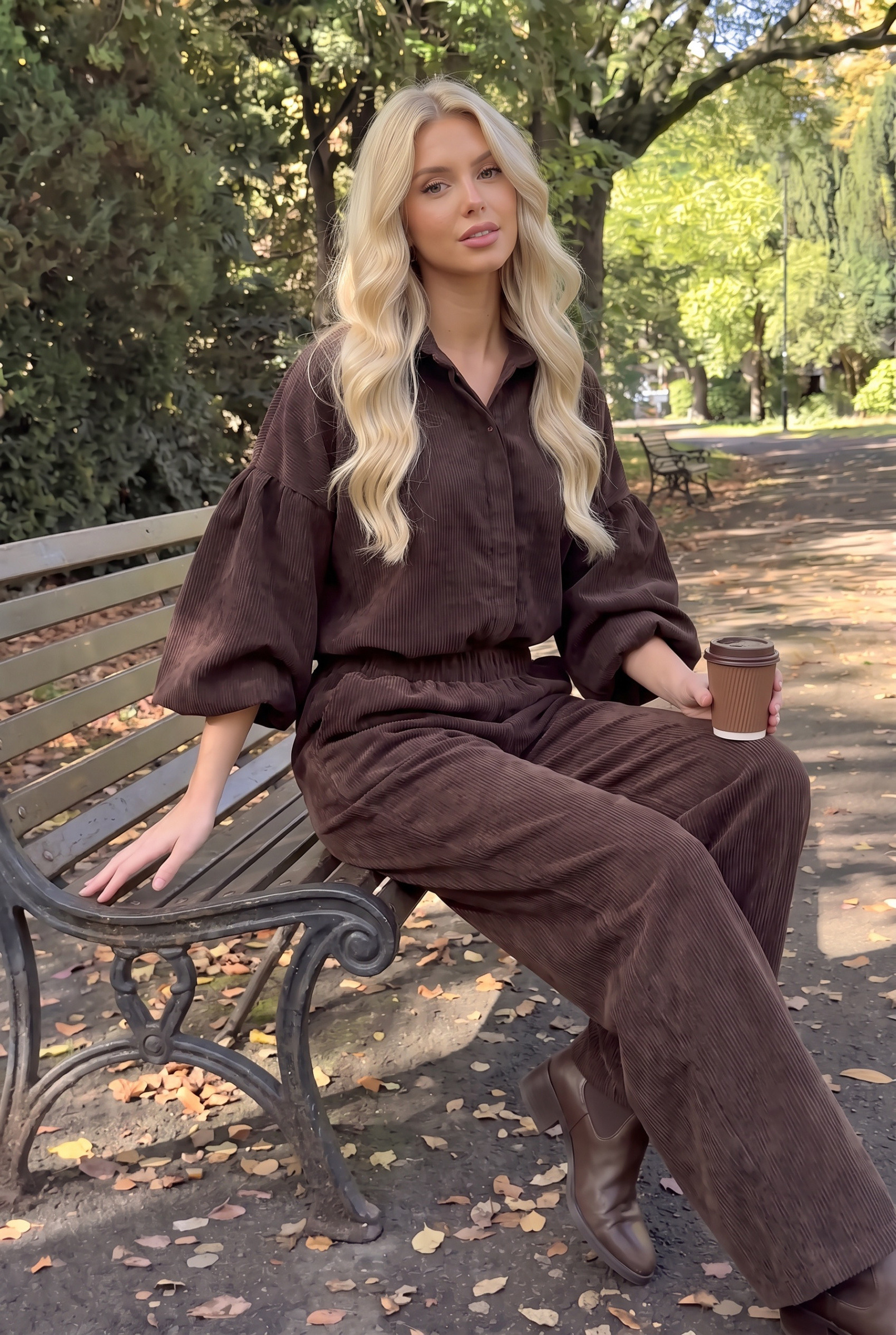 Grossiste INCERTAINES - Pantalon Velours Couple Ample Porté Avec Le Haut38726 Vendu Séparément