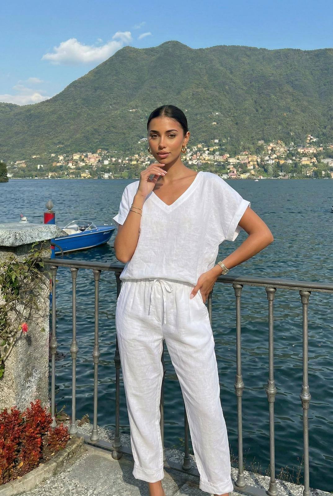Wholesaler INCERTAINES - Linen Pants Worn With Top26429 Sold Separately