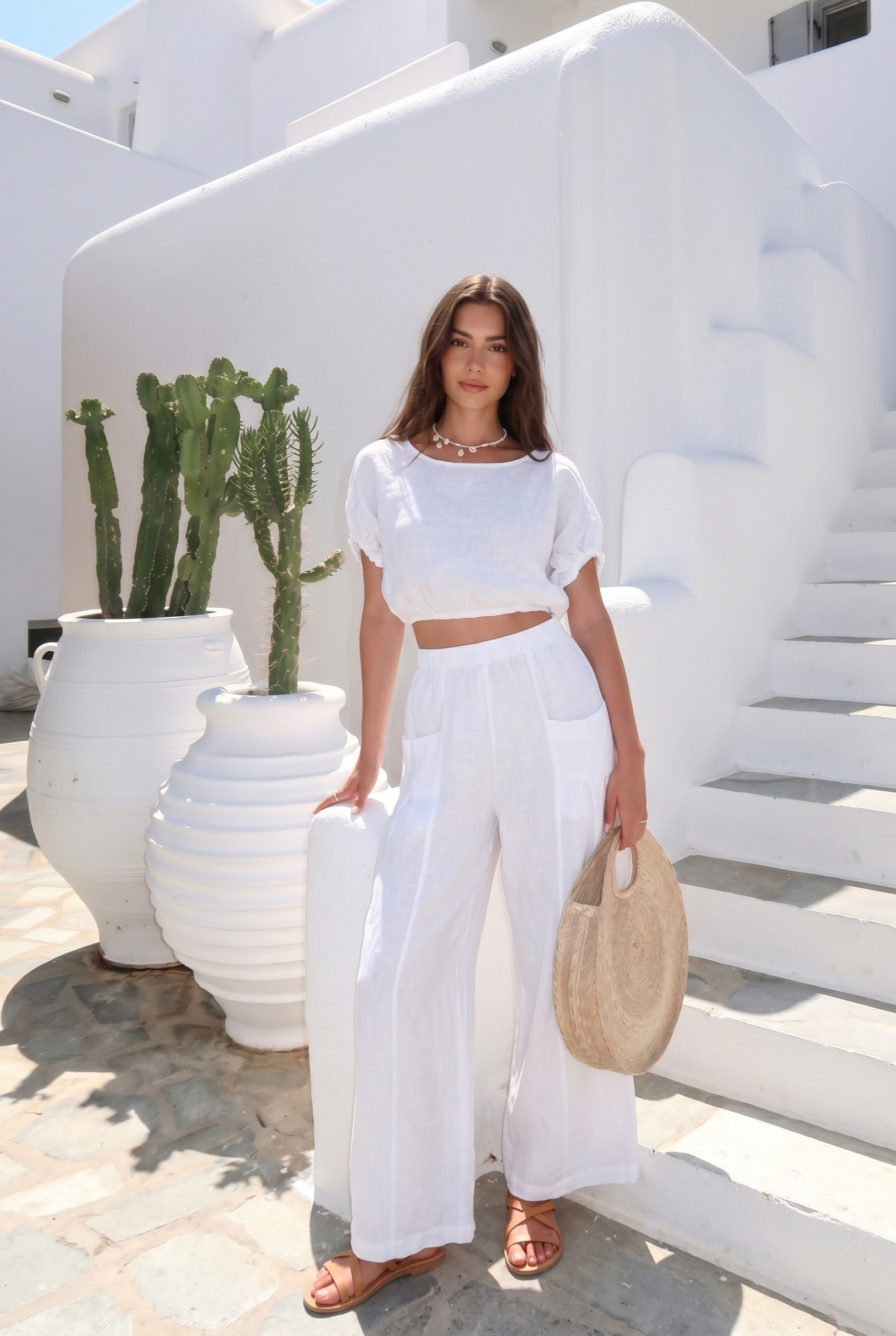 Grossiste INCERTAINES - Pantalon En Lin Poche Oversize Porté Avec Le Haut27142 Vendu Séparément