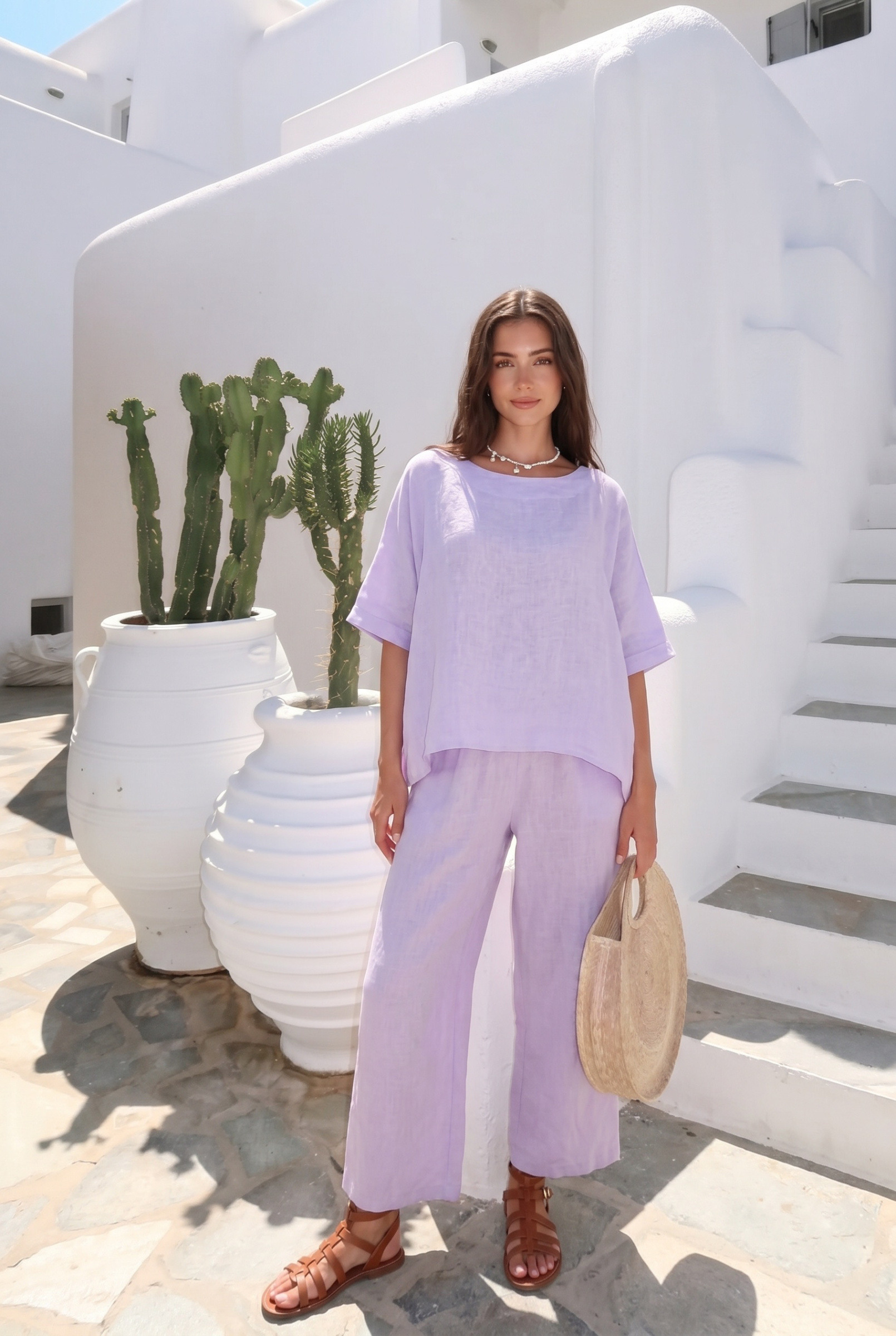 Grossiste INCERTAINES - Haut En Lin Oversize Porté Avec Le Pantalon27333 Vendu Séparément
