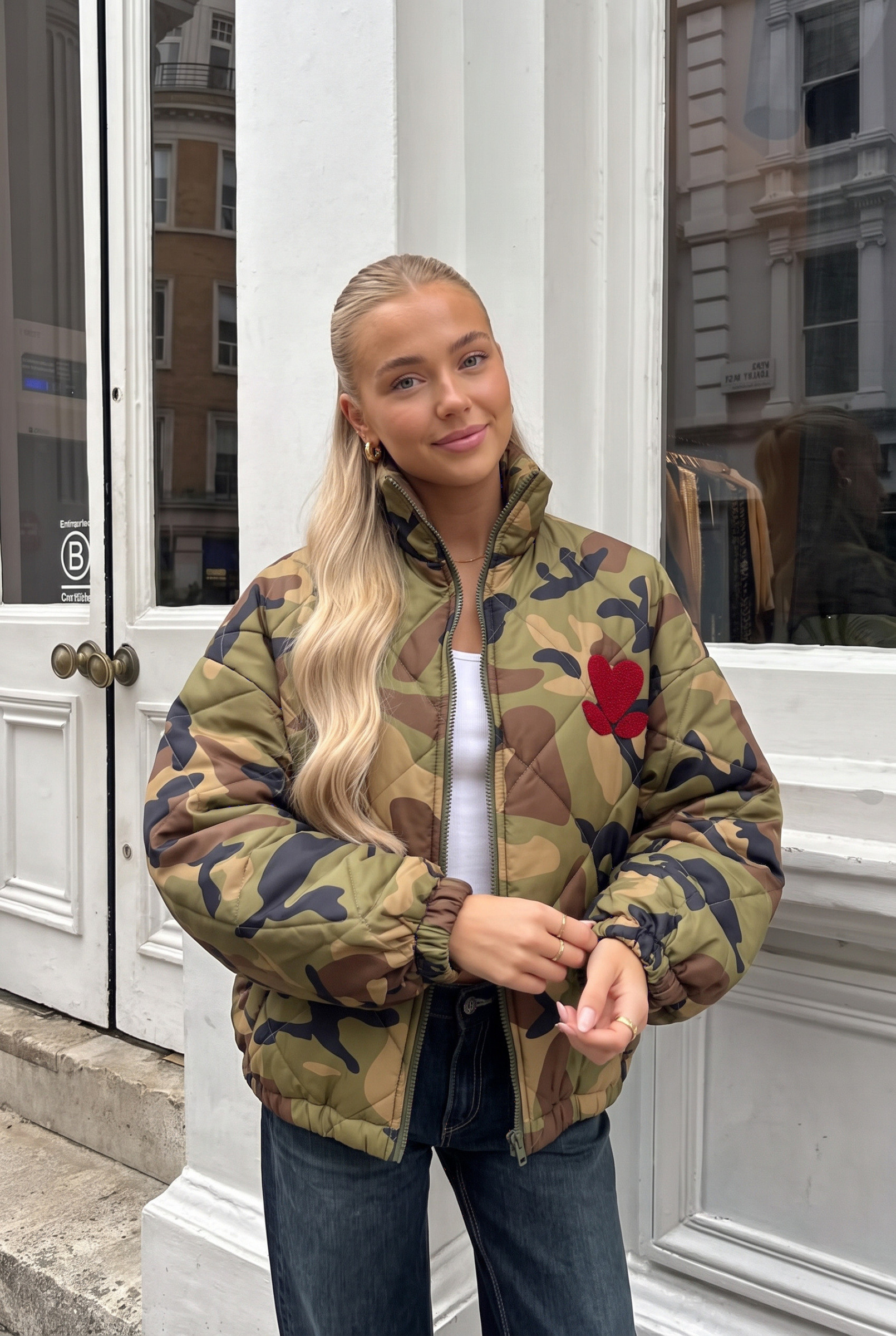 Grossiste INCERTAINES - Veste Bomber Motif Camo Avec Petit Coeur
