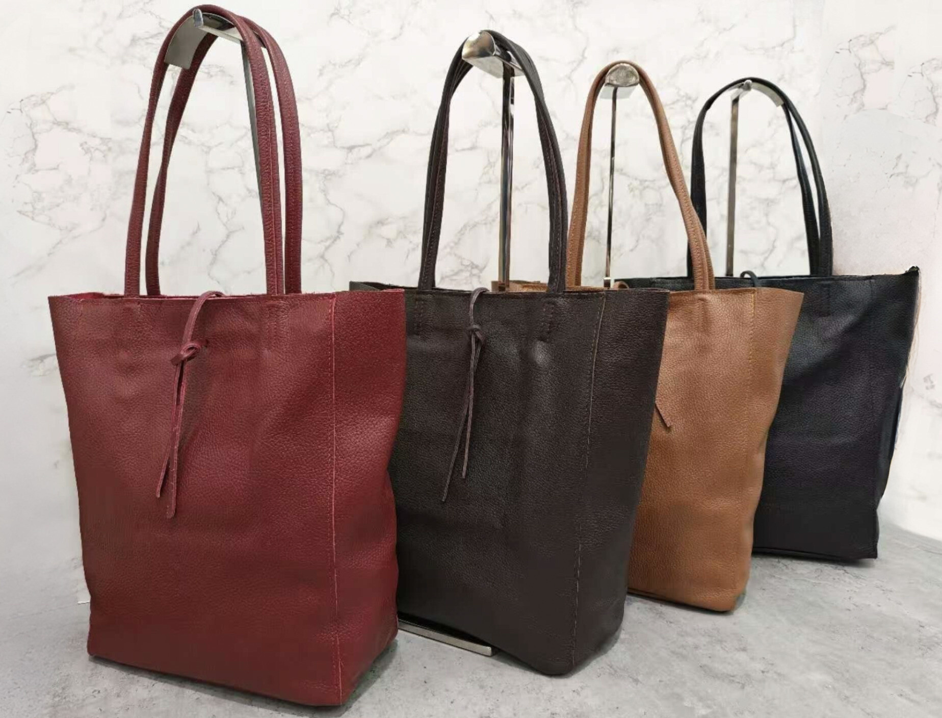 Grossista Ines Delaure - Shopper in pelle granulata