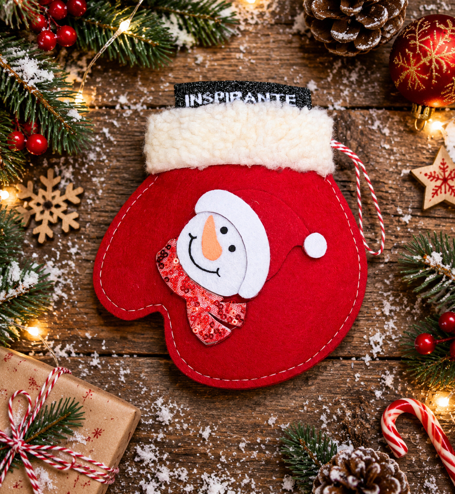 Mayorista Ines Delaure - NAVIDAD: MF089 Conjunto: manoplas con un par de calcetines