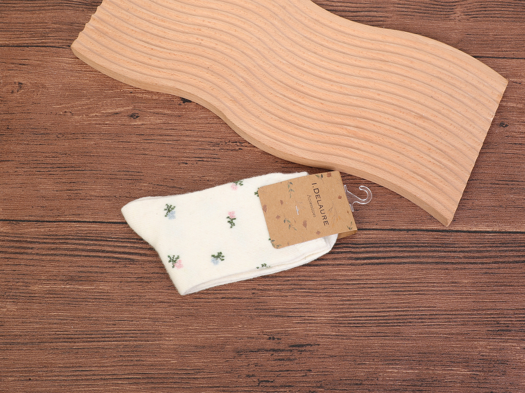 Wholesaler Ines Delaure - Thick socks with floral patterns