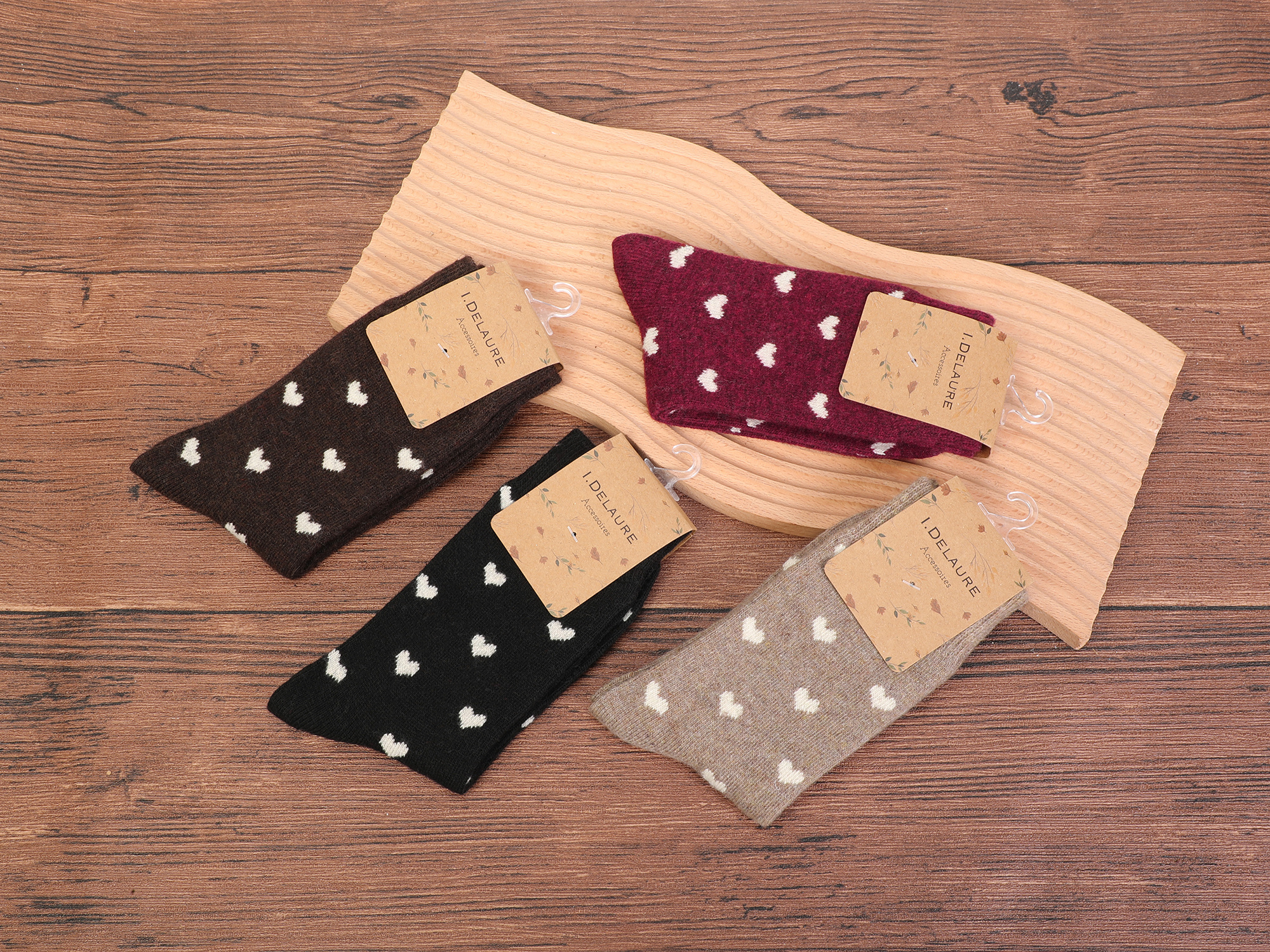Wholesaler Ines Delaure - Thick socks with heart patterns