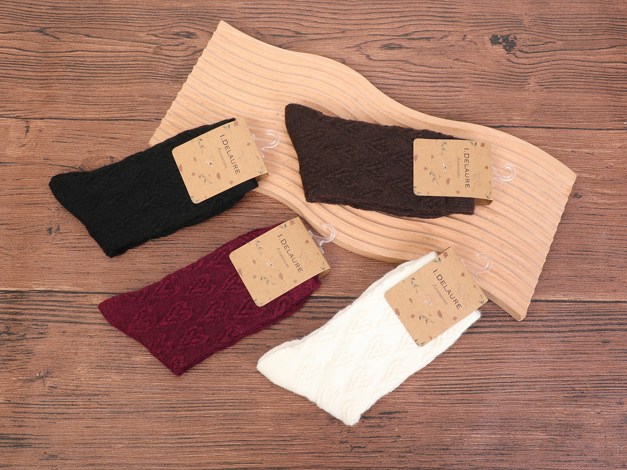Wholesaler Ines Delaure - Thick socks with embossed hearts