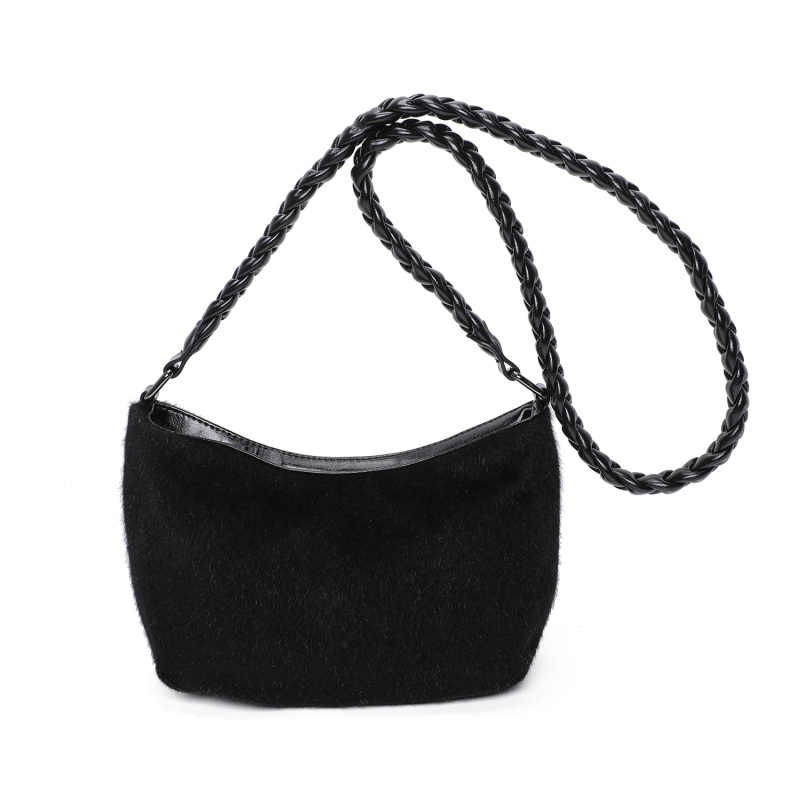 Grossiste Ines Delaure - Sac en fausse fourrure bandoulière tressée