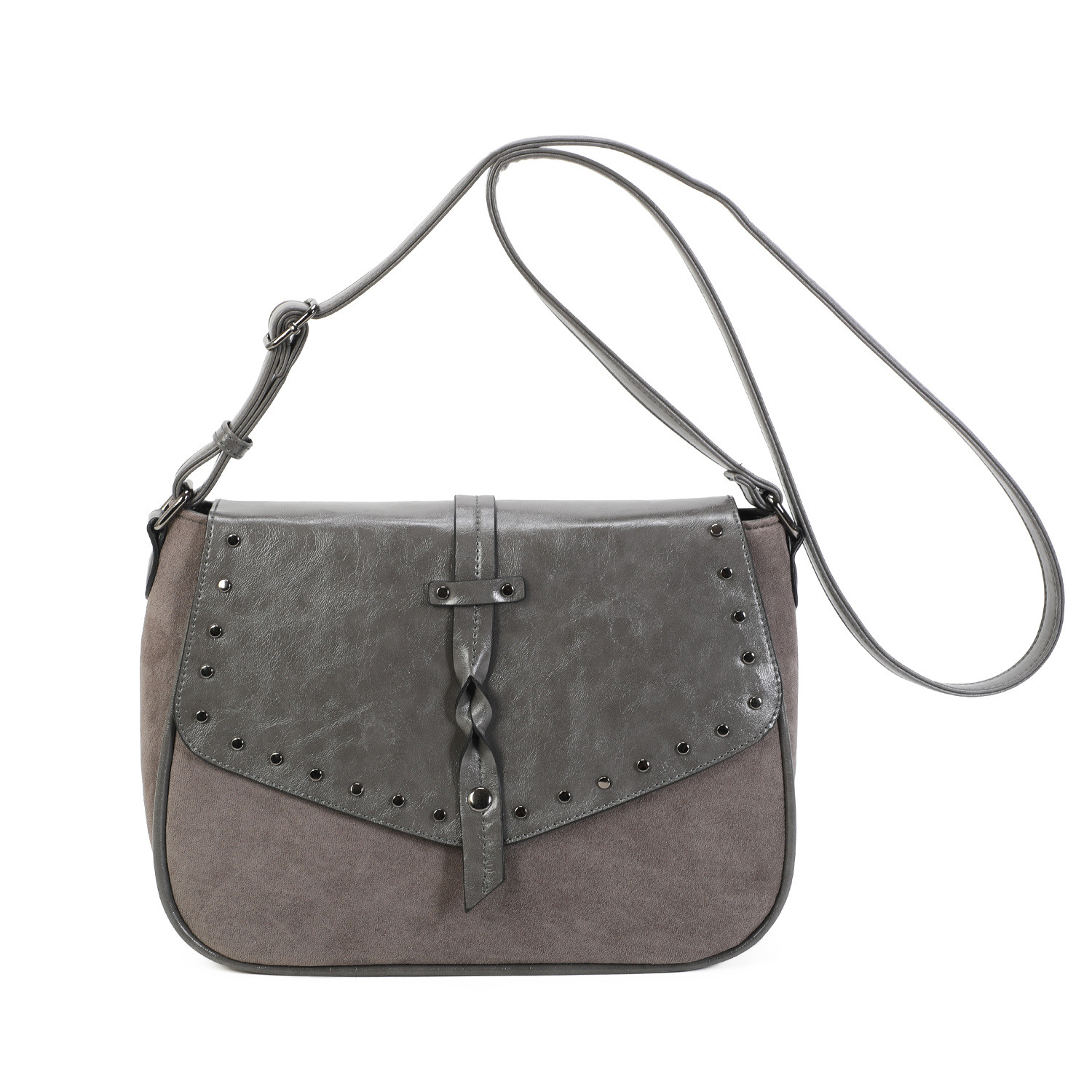 Mayorista Ines Delaure - Bolso bandolera con tachuelas y efecto nubuck