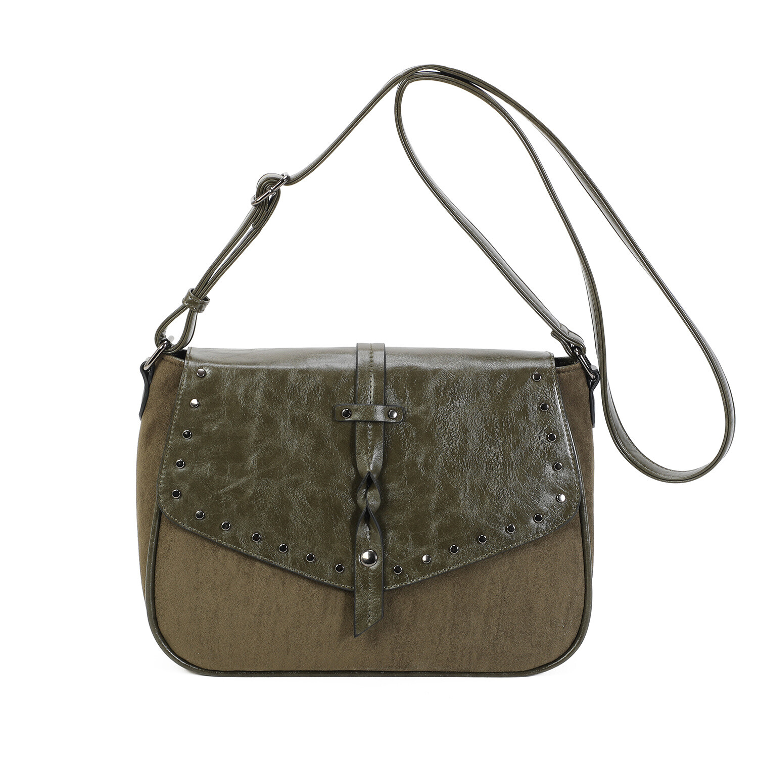 Wholesaler Ines Delaure - Studded and faux nubuck shoulder bag