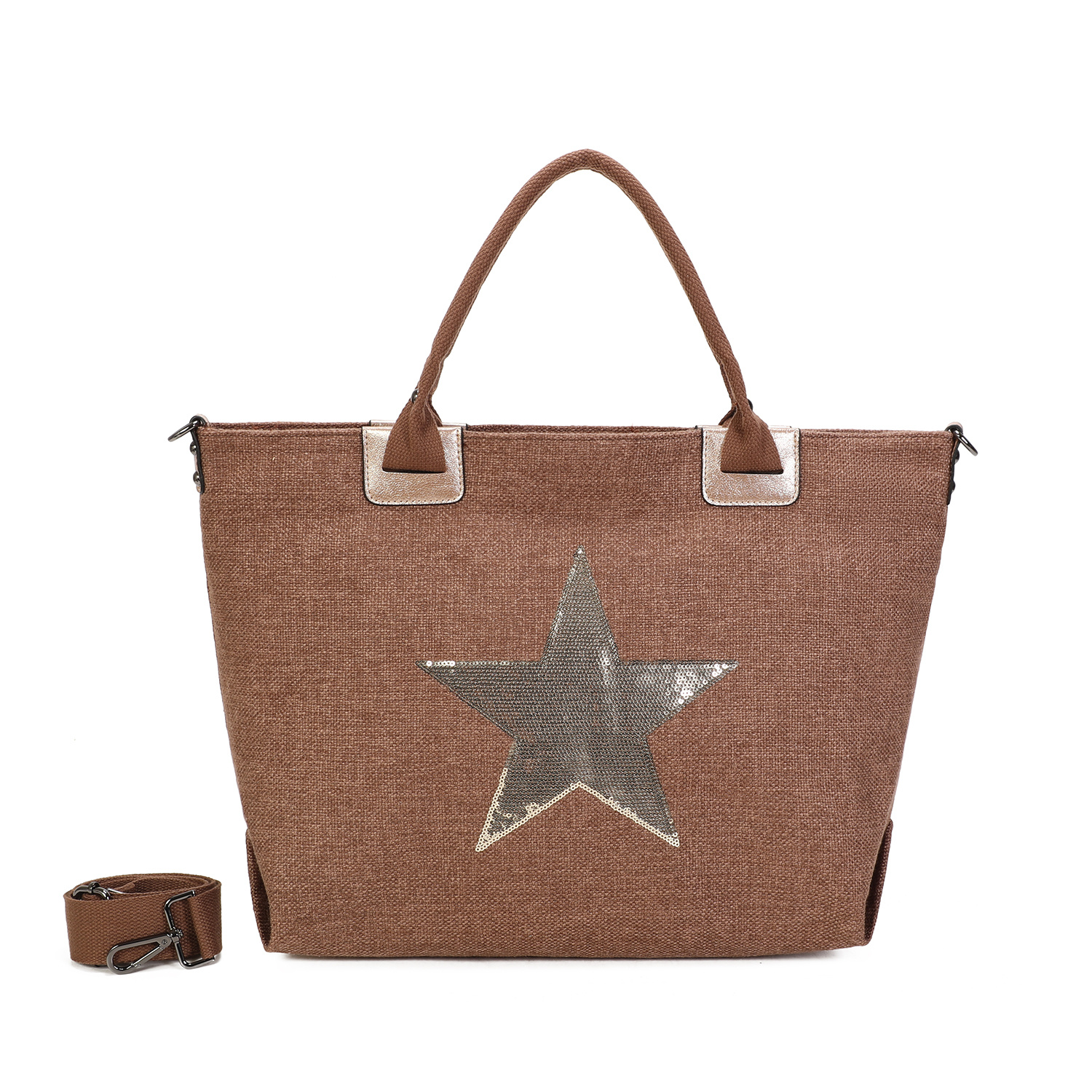 Wholesaler Ines Delaure - Canvas tote with sequin star