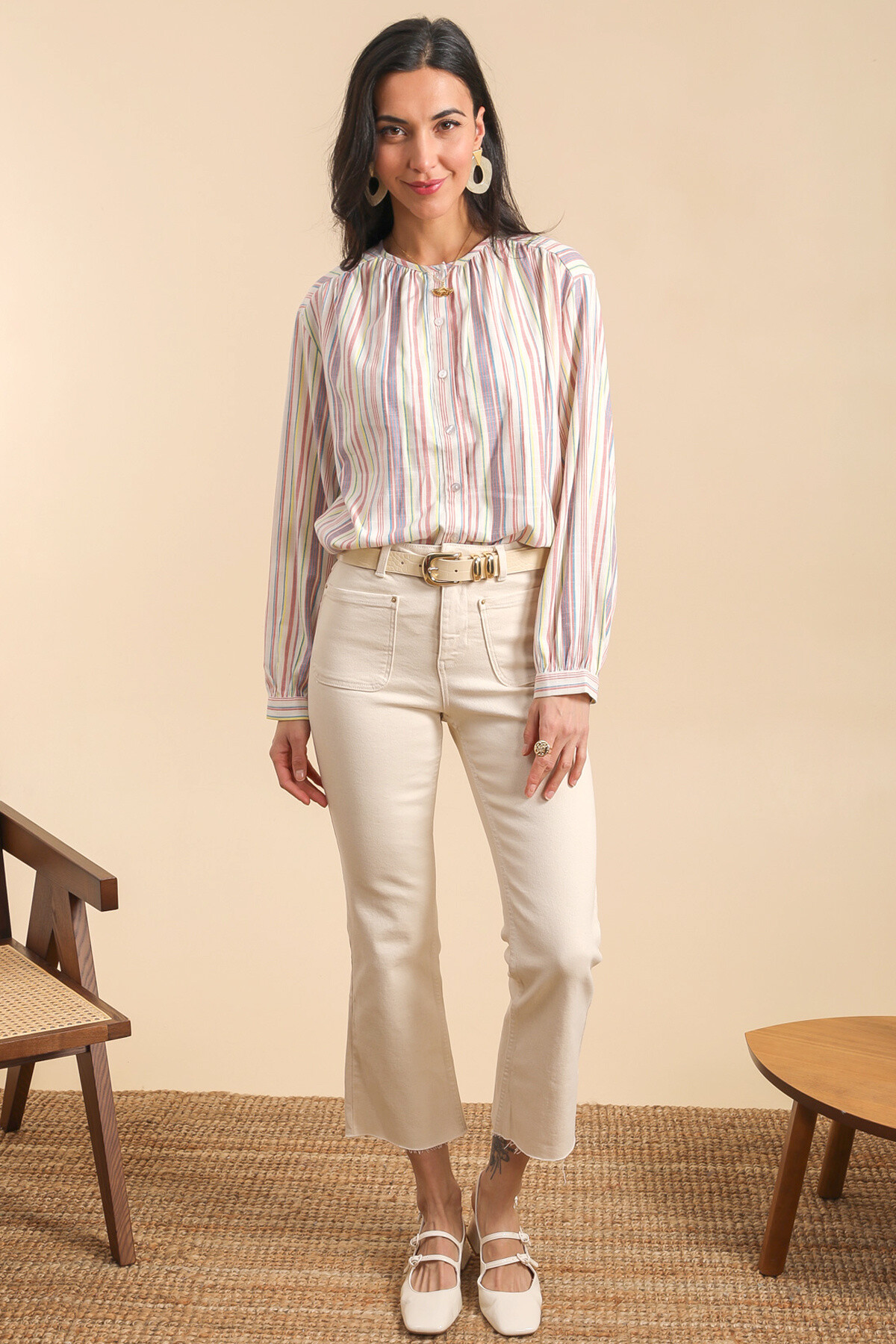 Wholesaler Inspiration Studio - Multicolored striped cotton blouse.