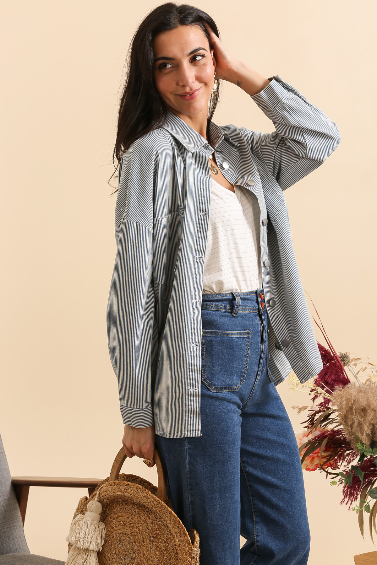 Wholesaler Inspiration Studio - Striped Cotton Overshirt