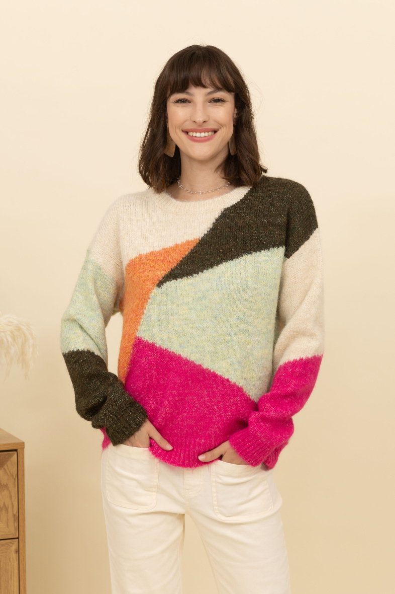 Mayorista Inspiration Studio - Jersey de mezcla de lana en color block.