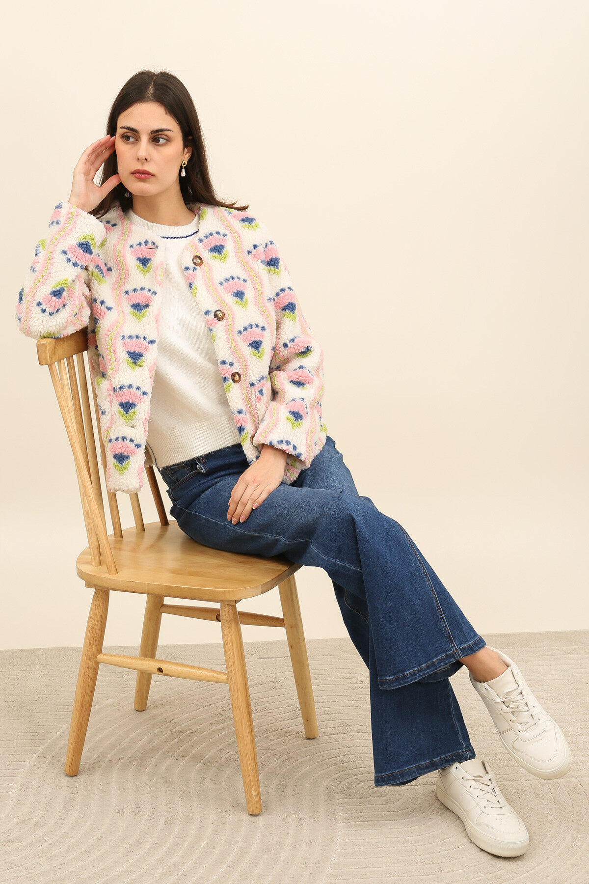 Mayorista Inspiration Studio - Chaqueta polar con estampado pastel, suave y cálida, de estilo casual chic y original.