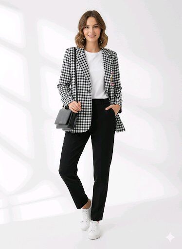 Wholesaler INSTA GIRL - Elegant checkered blazer with LIMON