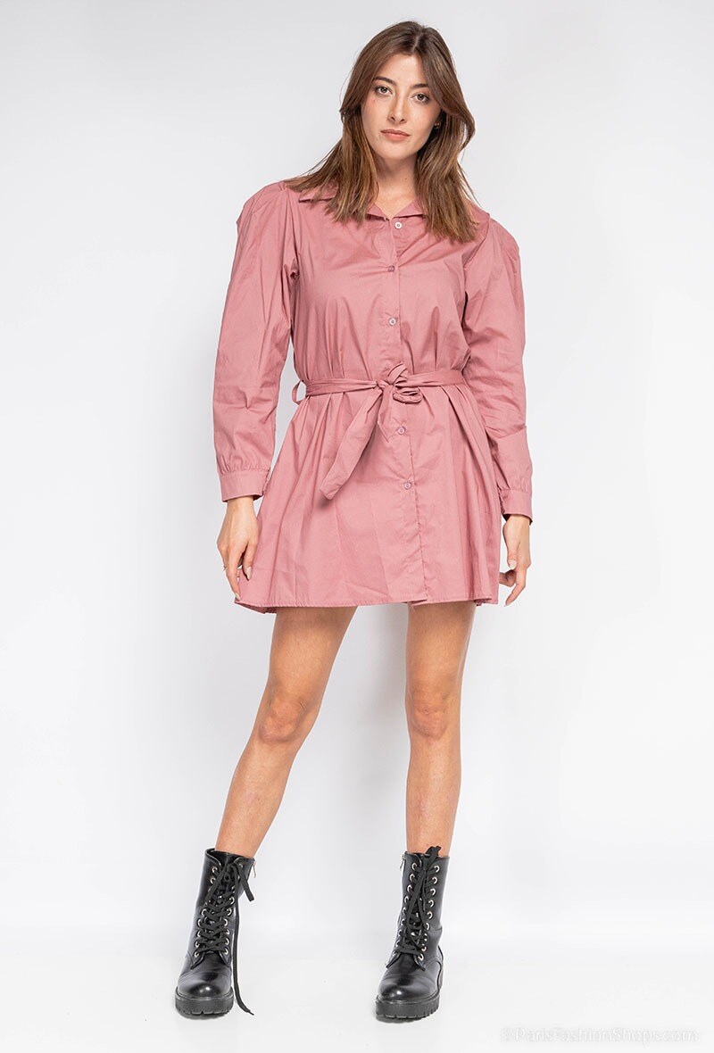Wholesaler INSTA GIRL OUTLET - Long belted button-up shirt