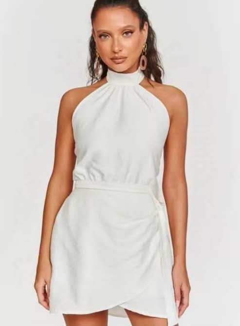 princess polly baby blue dress Deep V Neck Backless Romper – romoti
