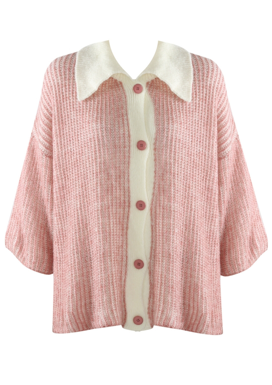 Wholesaler INSTA GIRL 1 - Oversized short-sleeved cardigan with collar