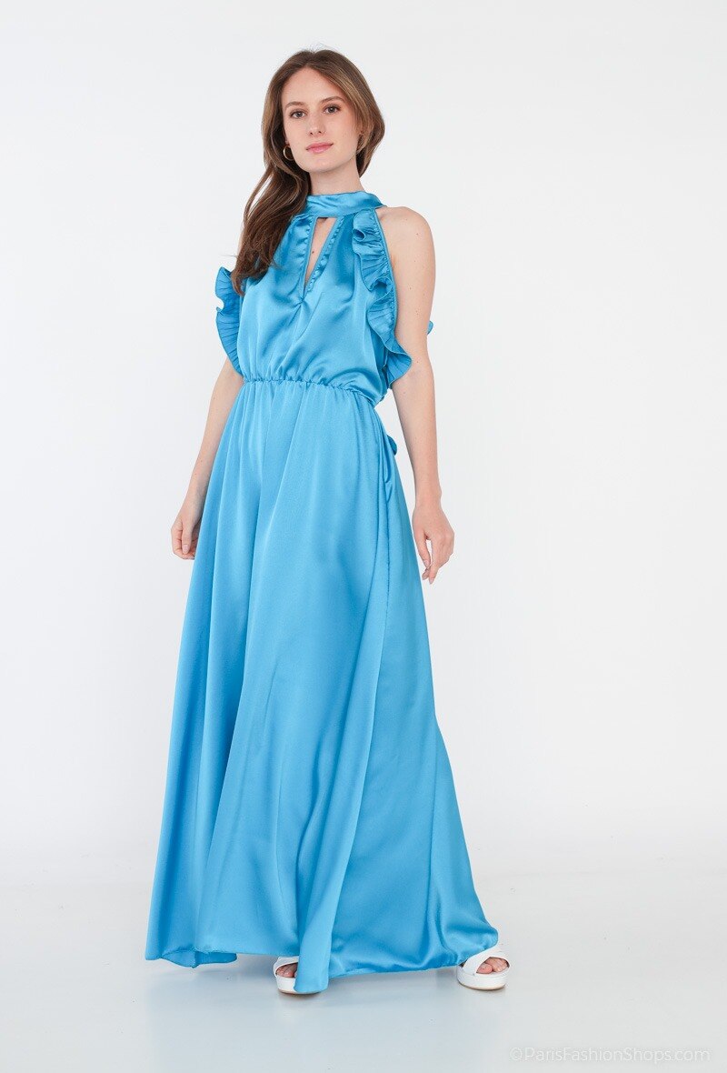 Wholesaler INSTA GIRL 1 - Long dress with ruffles, very fluid, romantic, chic and trendy