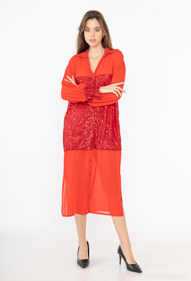Wholesaler INSTA GIRL OUTLET - Sequin shirt dress