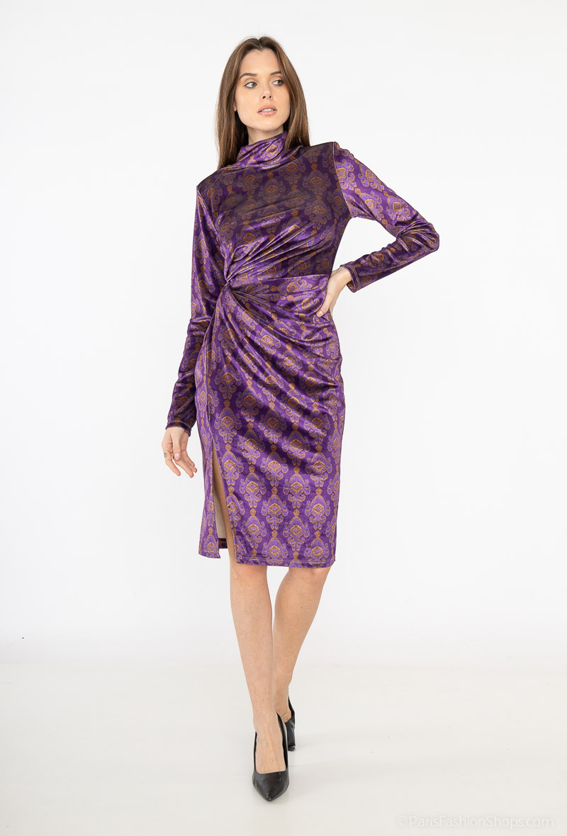 Wholesaler INSTA GIRL 1 - Printed velvet dress