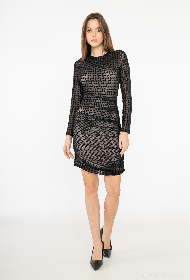 Mayorista INSTA GIRL OUTLET - Vestido con estampado de pata de gallo