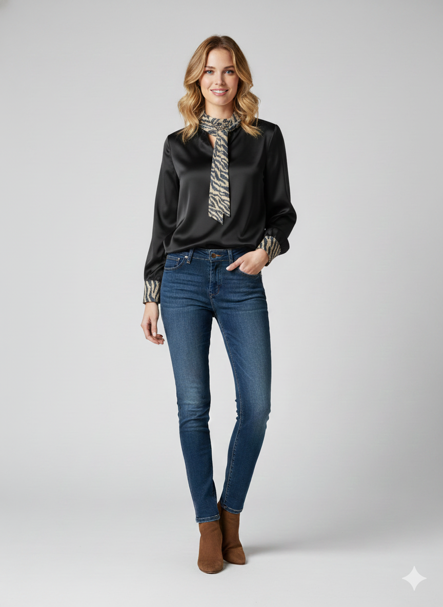 Wholesaler INSTA GIRL - Blouse with sequin tie
