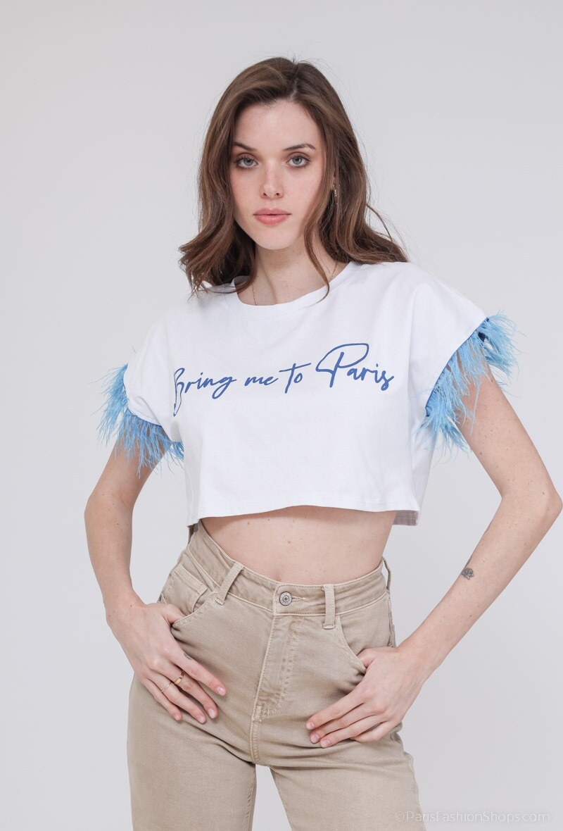 Mayorista INSTA GIRL OUTLET - Camiseta Llévame a París con pluma