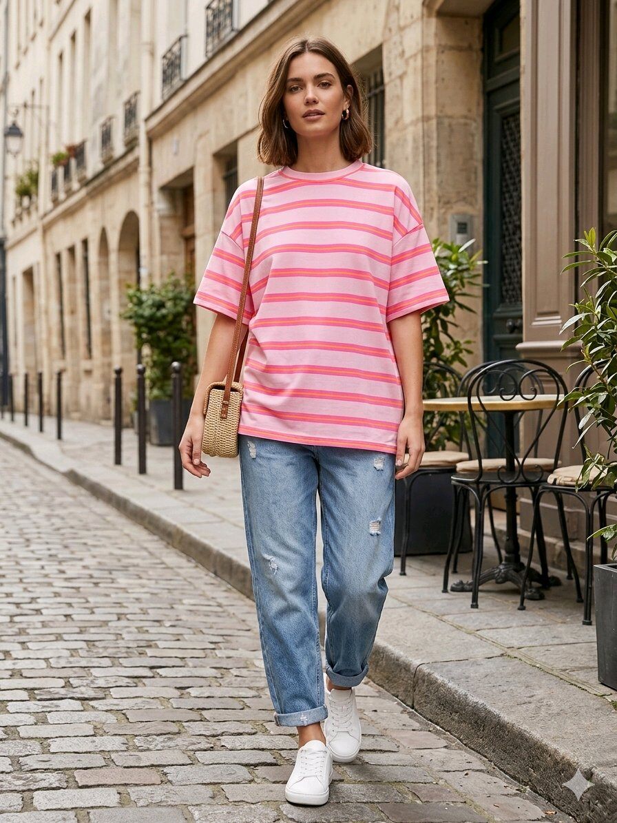 Wholesaler INSTA GIRL - Striped T-Shirt