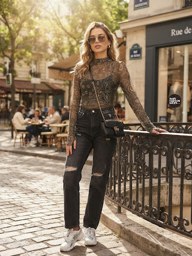 Grossista INSTA GIRL - Top trasparente con motivo