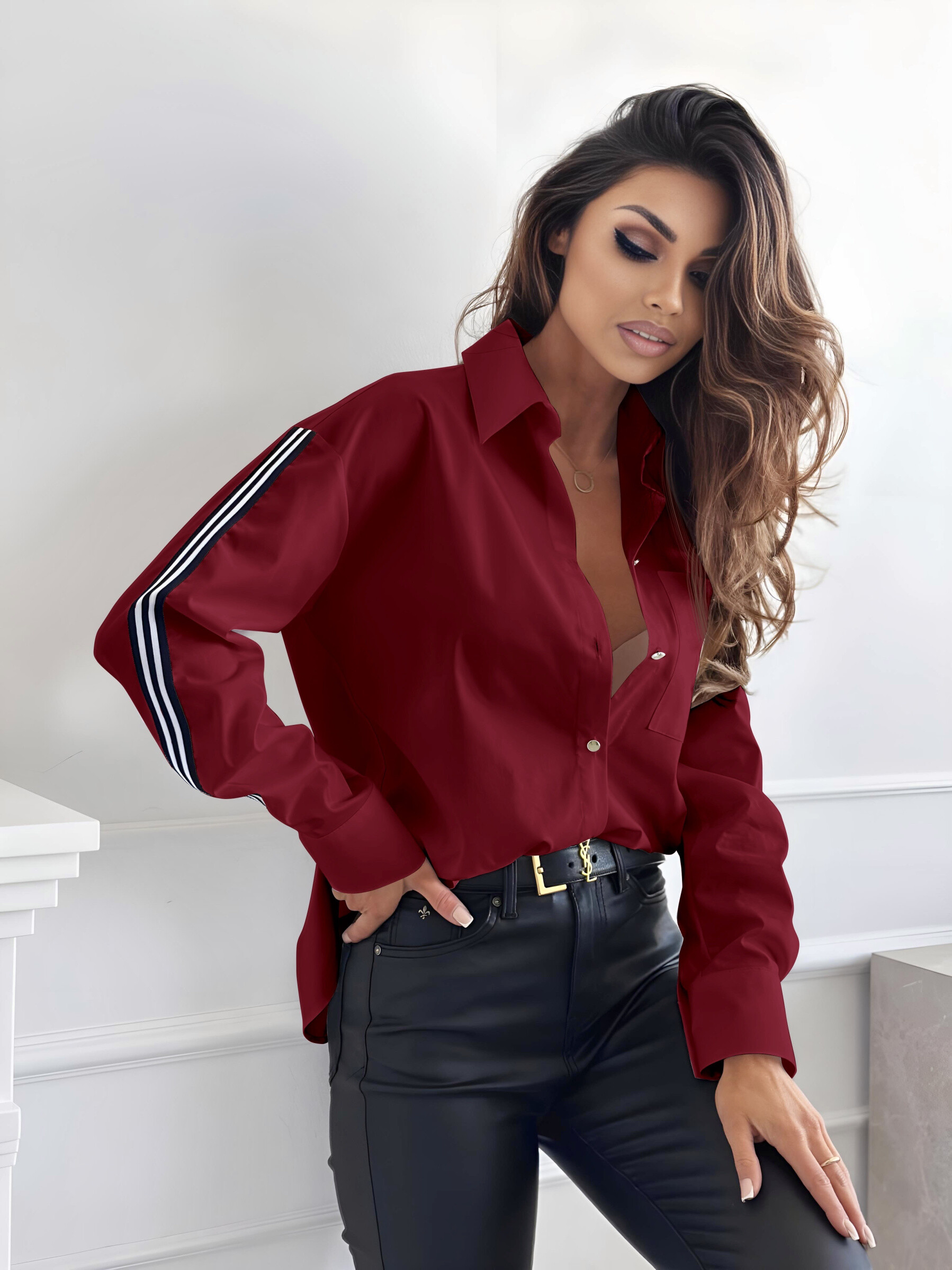 Grossiste ISSYMA - Chemise popeline coton avec rayures aux manches