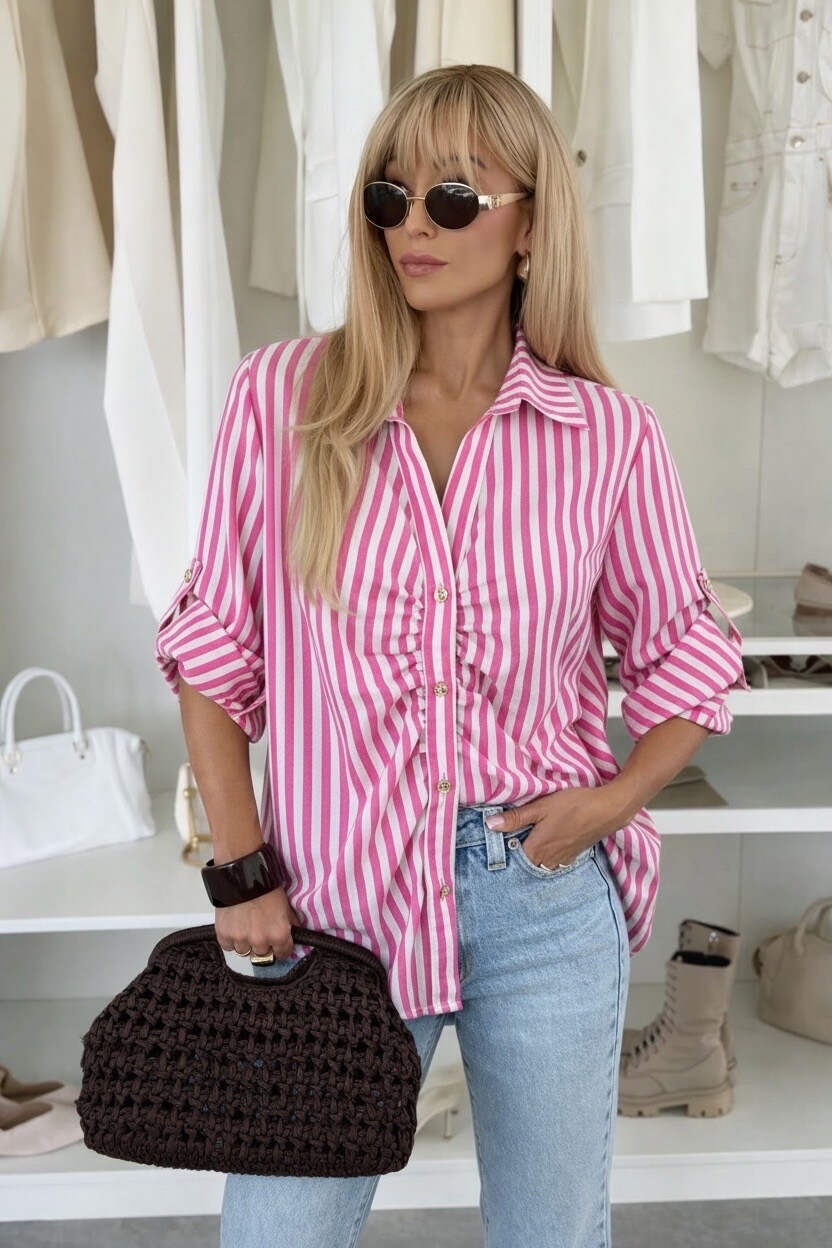 Grossista ISSYMA - Camicia rigata con effetto arricciato – eleganza casual chic